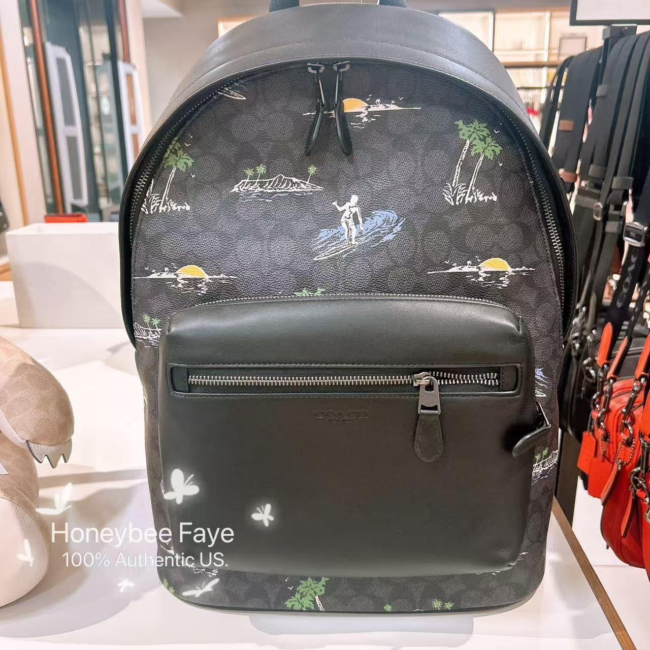 West Backpack In Signature Canvas With Surf Print CBI31