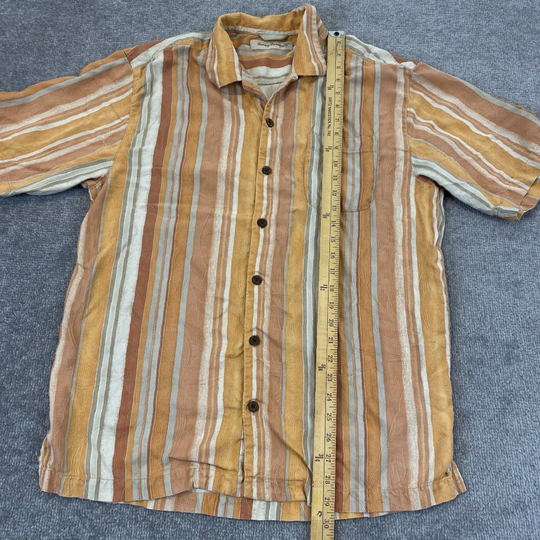 Tommy Bahama TOMMY BAHAMA Shirt Mens L Orange Striped Floral 100% Silk Hawaiian Button Up Size US L / EU 52-54 / 3 - 3 Thumbnail