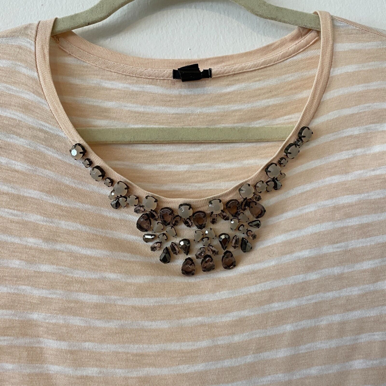 J.Crew J Crew Jeweled Stone Round Neck Peach Striped Painter Tee XS Size XS / US 0-2 / IT 36-38 - 9 Thumbnail
