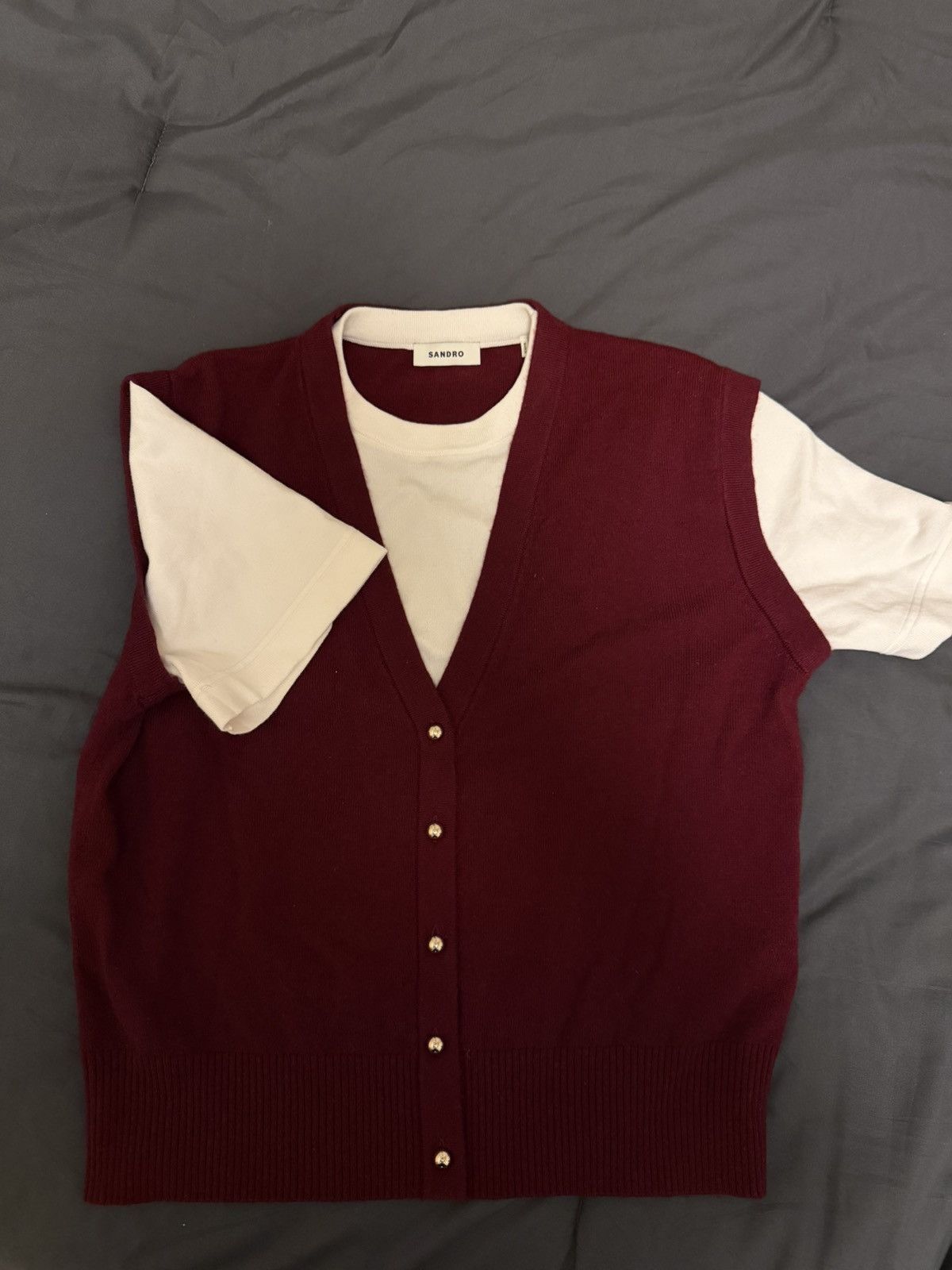Sandro Sandro Knit Vest (Burgundy) Size S / US 4 / IT 40 - 5 Thumbnail