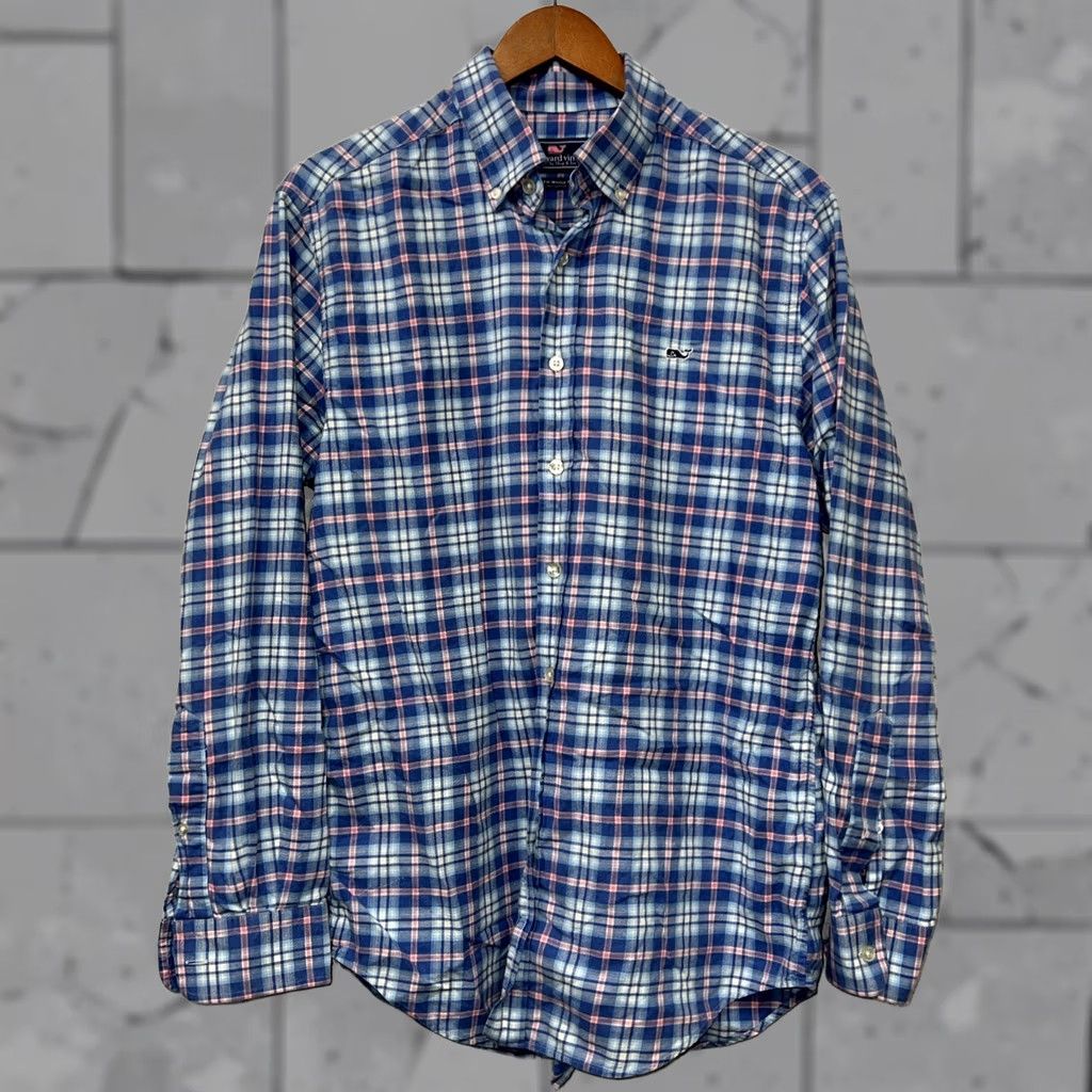 Vineyard Vines VINEYARD VINES Slim Fit Whale Shirt Blue Plaid Shirt Mens Size M Size US M / EU 48-50 / 2 - 1 Thumbnail