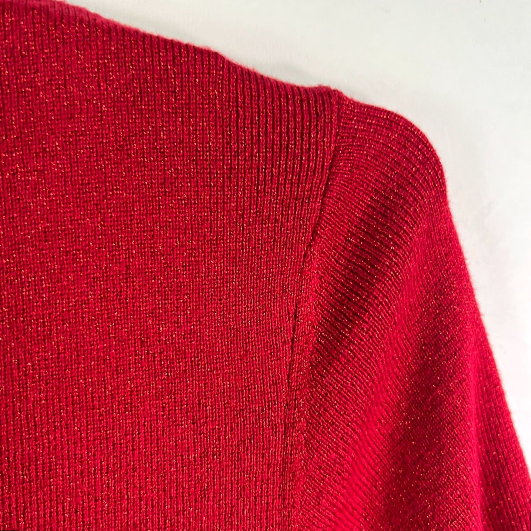 Vintage Draper's & Damon's Short Sleeve Knit Sweater Top Womens XL Red Metallic Knit Pullover Size XL / US 12-14 / IT 48-50 - 2 Thumbnail