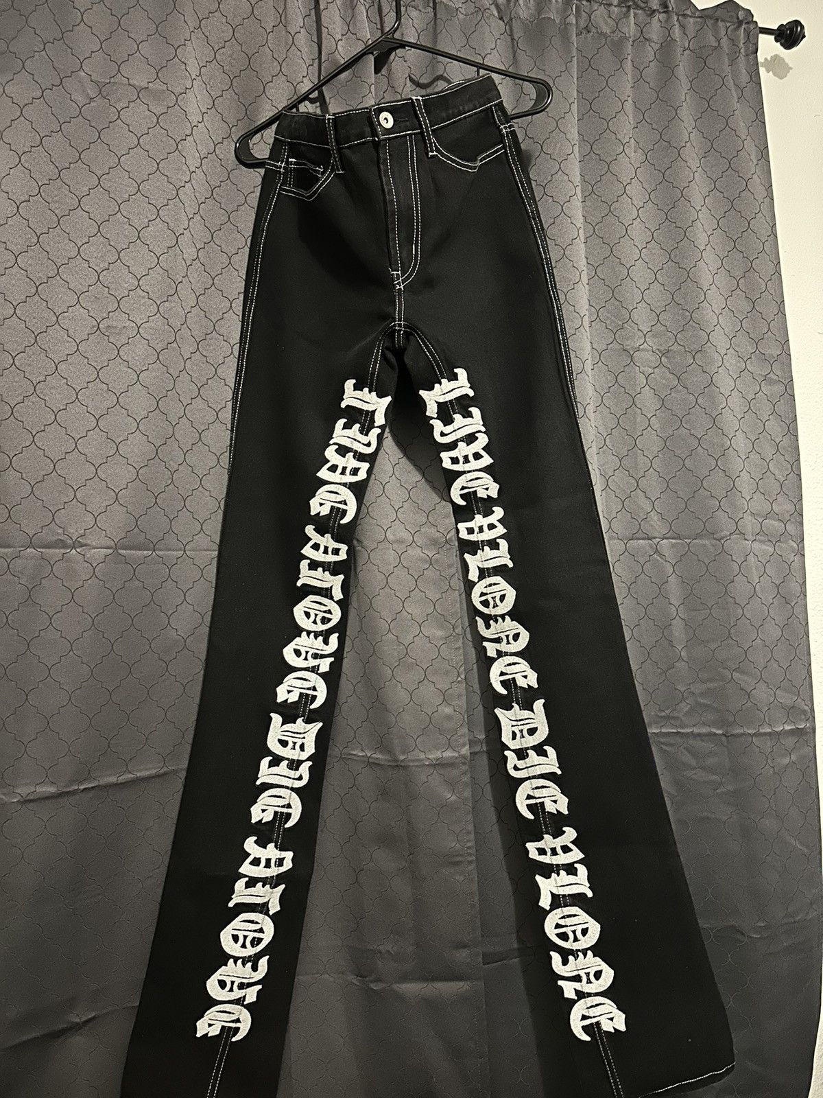 image of Live Vlone Die Vlone Denim in Black, Men's (Size 30)