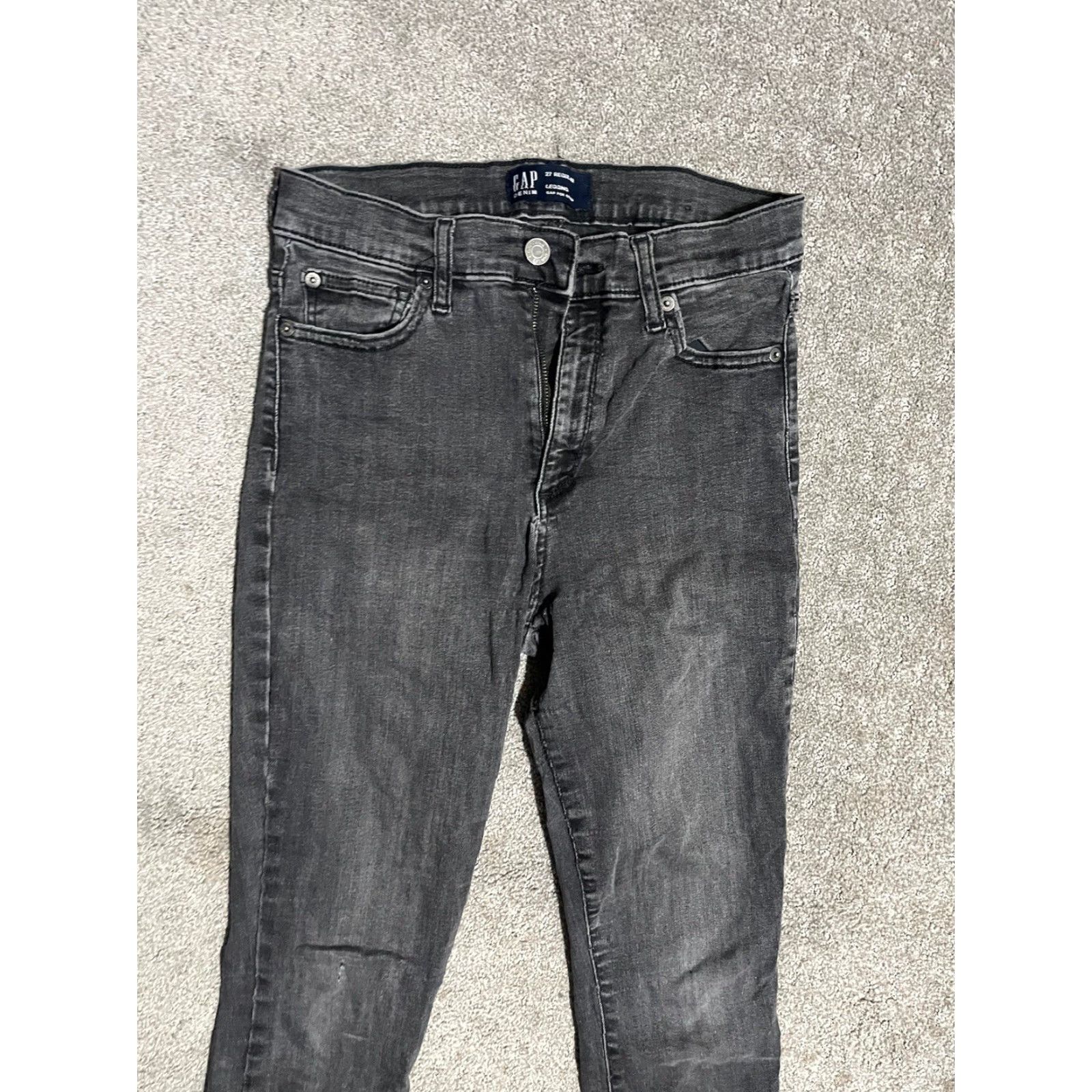 Gap Gap Jeans Legging Denim Womens Size 27 Black Stretch Skinny Jegging - 27 in Waist, Light Wash, Distressed, Gap 1969 Size 27" / US 4 / IT 40 - 2 Thumbnail