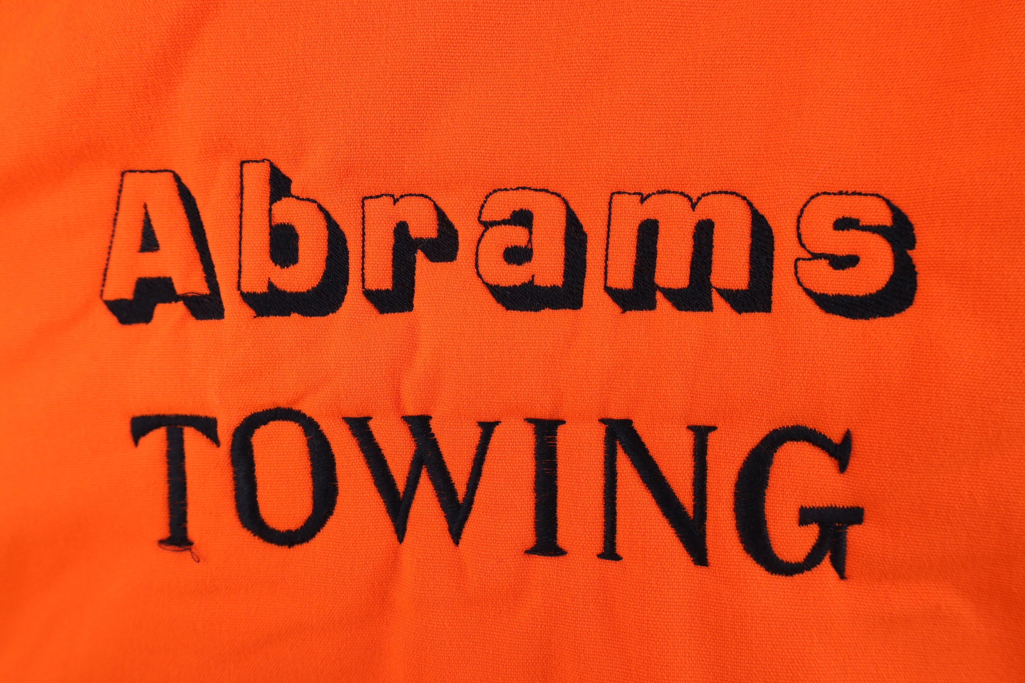Vintage 90s Abrams Towing Quilted Bomber Jacket Blaze Orange