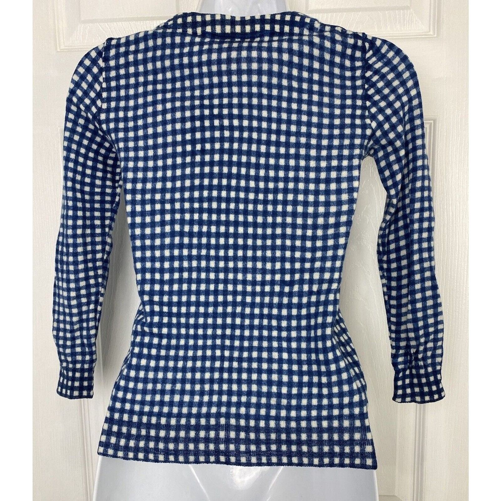 J.Crew VTG J. Crew Checkerboard Merino Wool 3/4 Sleeve Sweater XS Size XS / US 0-2 / IT 36-38 - 3 Thumbnail