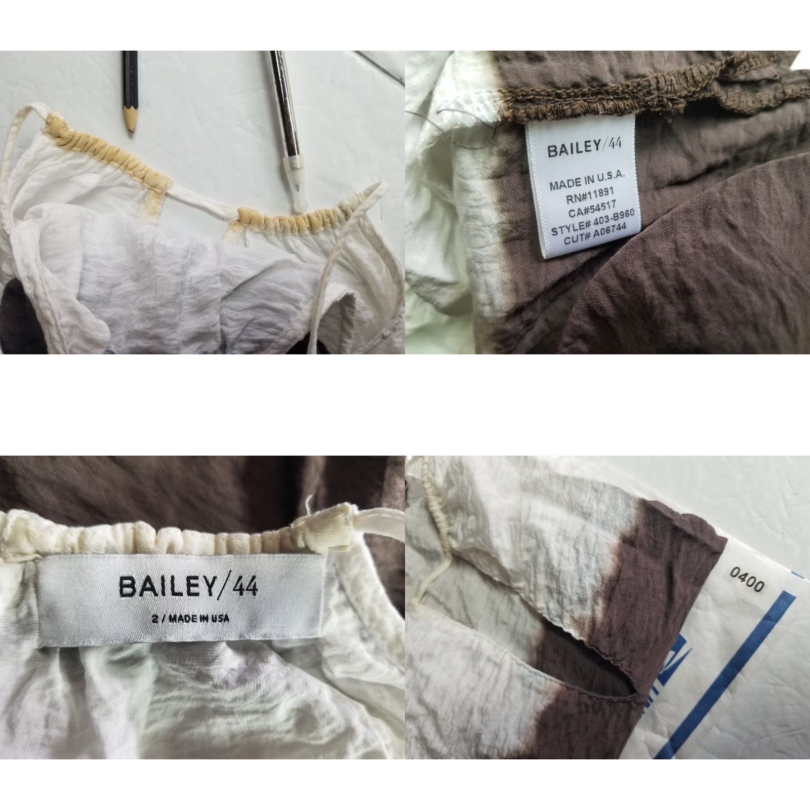 Bailey 44 Bailey 44 Shirt Womens Cold Shoulder Flare Top Small Stains See Pics Multicolor Silk Logo Blouse V-Neck? Size S / US 4 / IT 40 - 8 Thumbnail