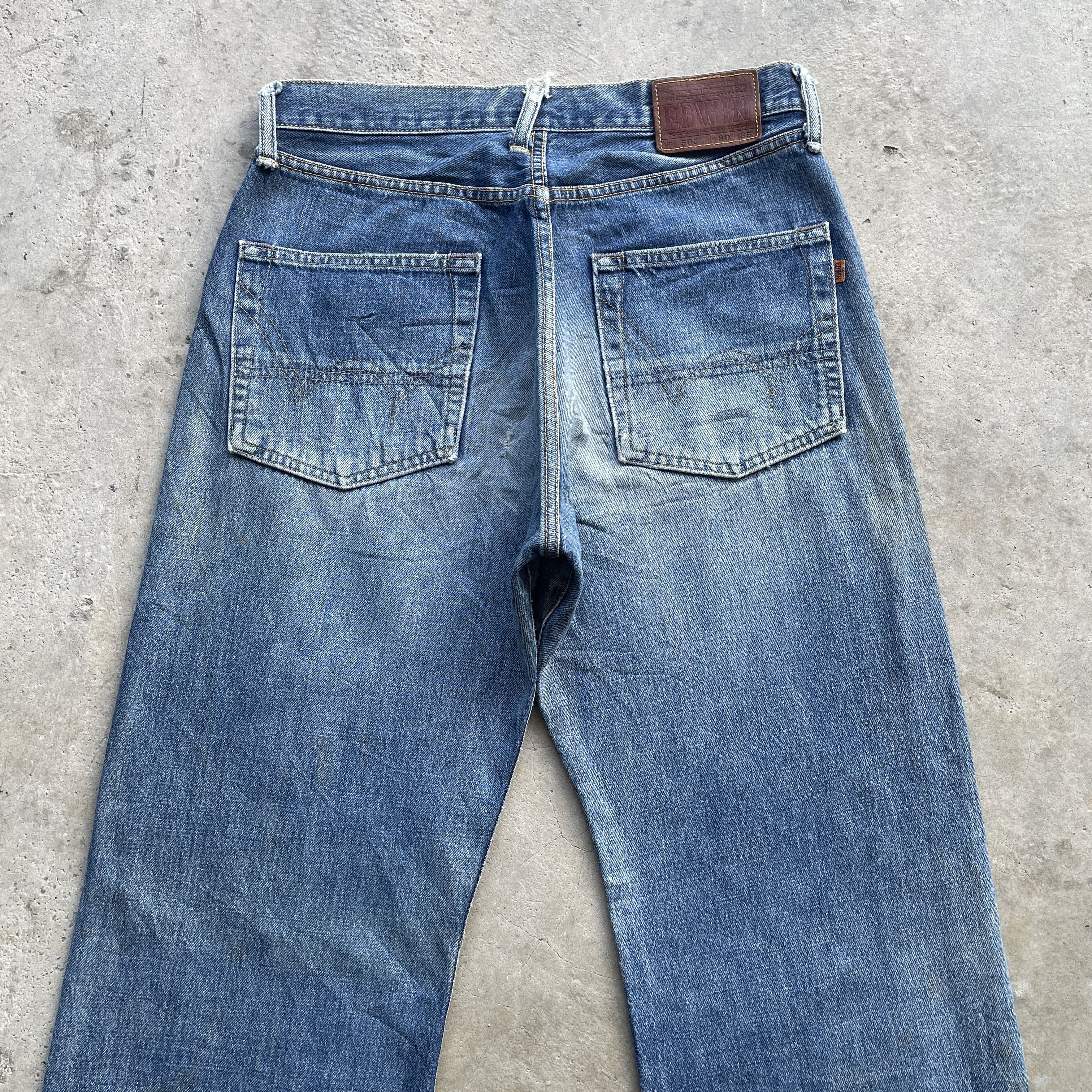 Edwin W31 Vintage Edwin 505 Distressed Jeans Faded Selvedge Pants Size US 31 - 13 Thumbnail