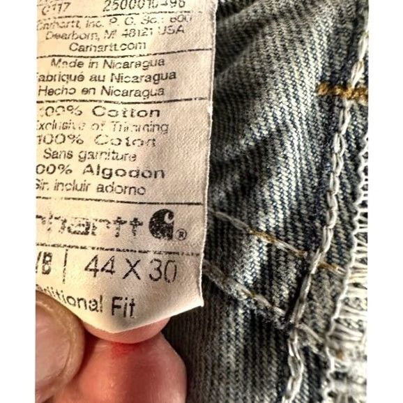 Carhartt Carhartt Jeans Men 44X30 Blue Light Wash Traditional Fit Straight Denim Workwear Size US 44 / EU 60 - 4 Thumbnail