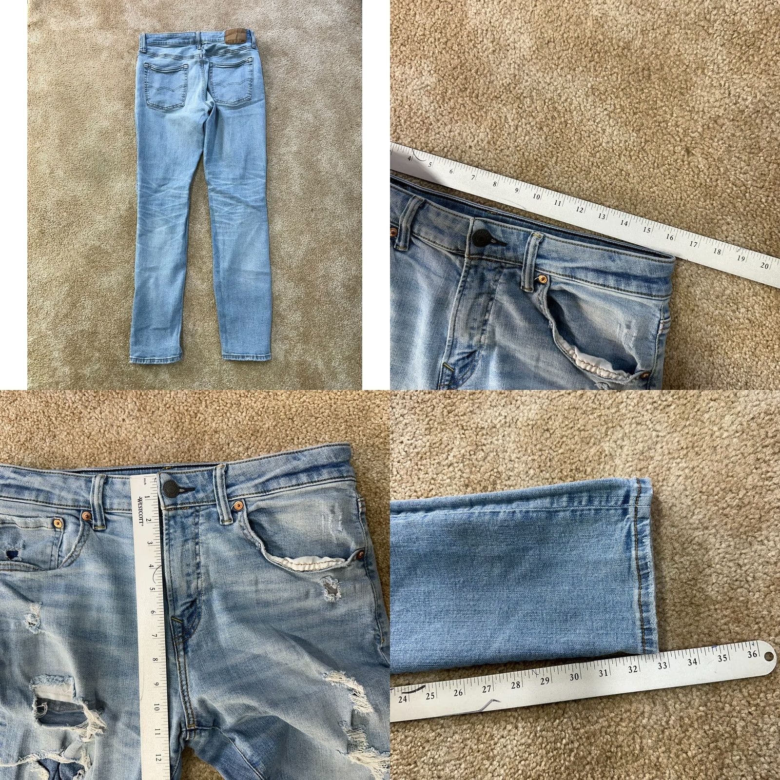 American Eagle Outfitters American Eagle Athletic Straight Jeans Men's 32x34 Denim Stretch 5-Pocket Blue 90s Hipster Mens Size US 32 / EU 48 - 8 Thumbnail
