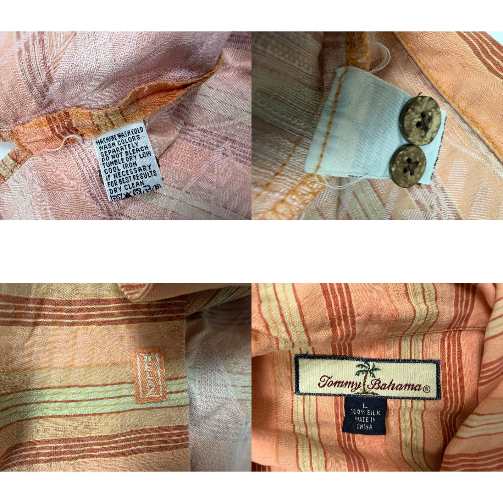 Tommy Bahama VINTAGE Tommy Bahama Shirt Men Large Striped Silk Floral Jacquard Hawaiian Luau Size US L / EU 52-54 / 3 - 9 Thumbnail