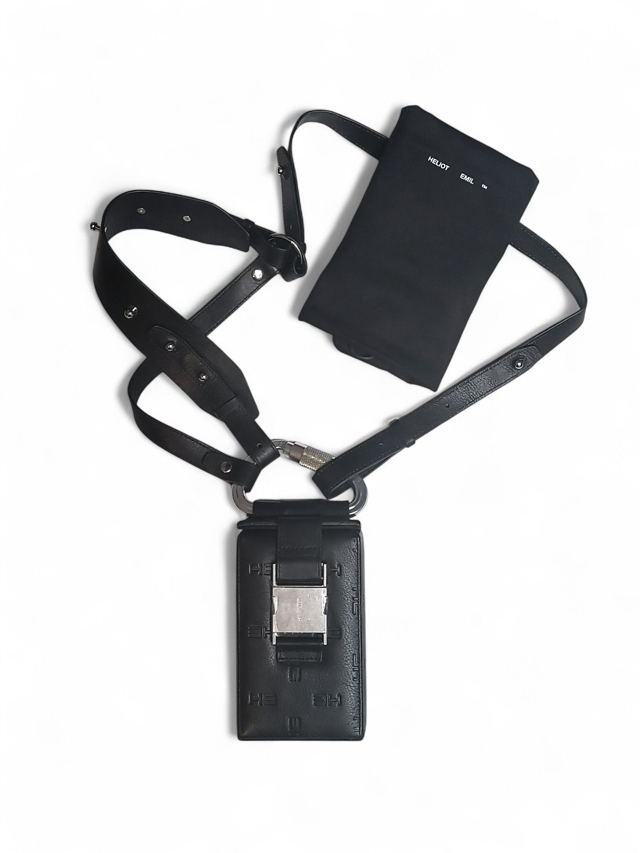 Heliot Emil AW20 LEATHER CARABINER MONOGRAM PHONE SLING BAG Size ONE SIZE - 6 Thumbnail