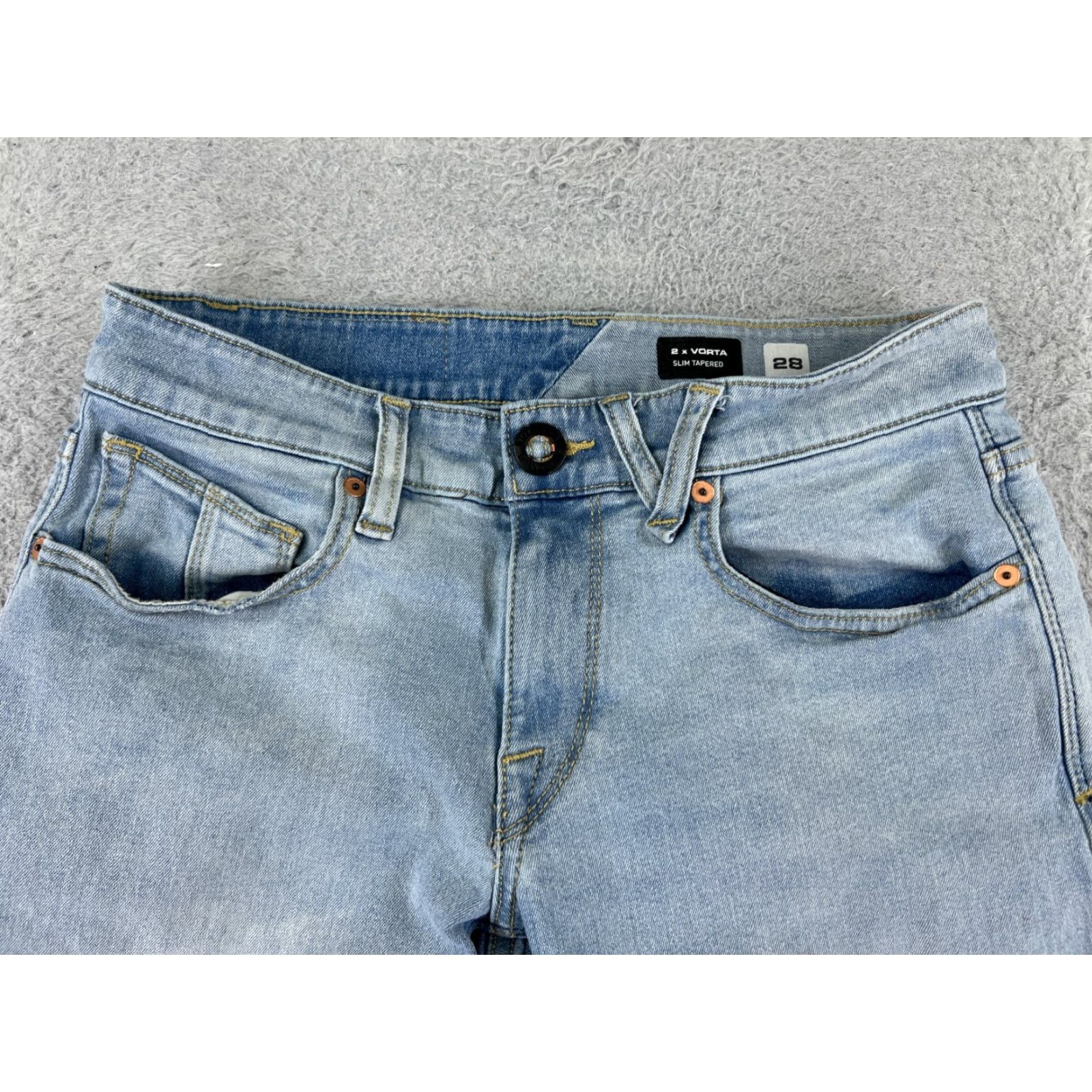 Volcom VINTAGE Volcom Jeans Mens 28 Blue Denim 2X Vorta Slim Tapered Leg Cotton 27x28 Size US 28 / EU 44 - 4 Thumbnail