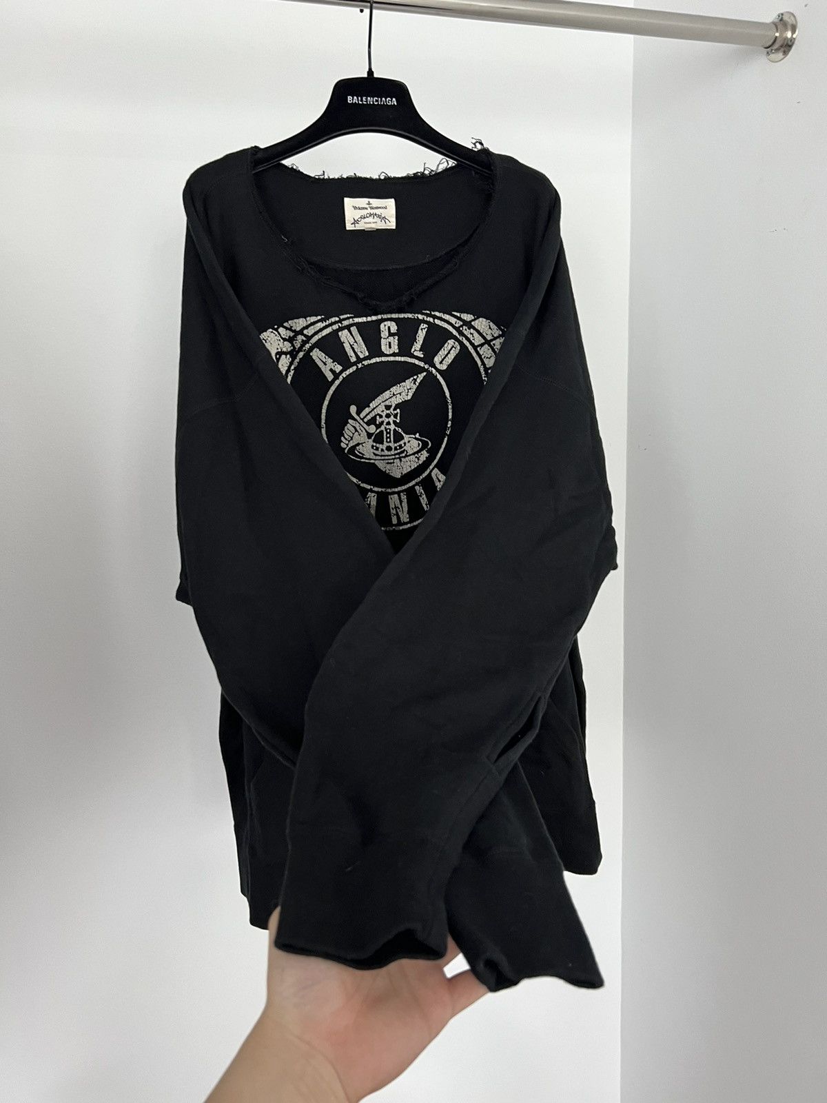 image of Vivienne Westwood Trashed Batwing Sweater in Black, Men's (Size Large)