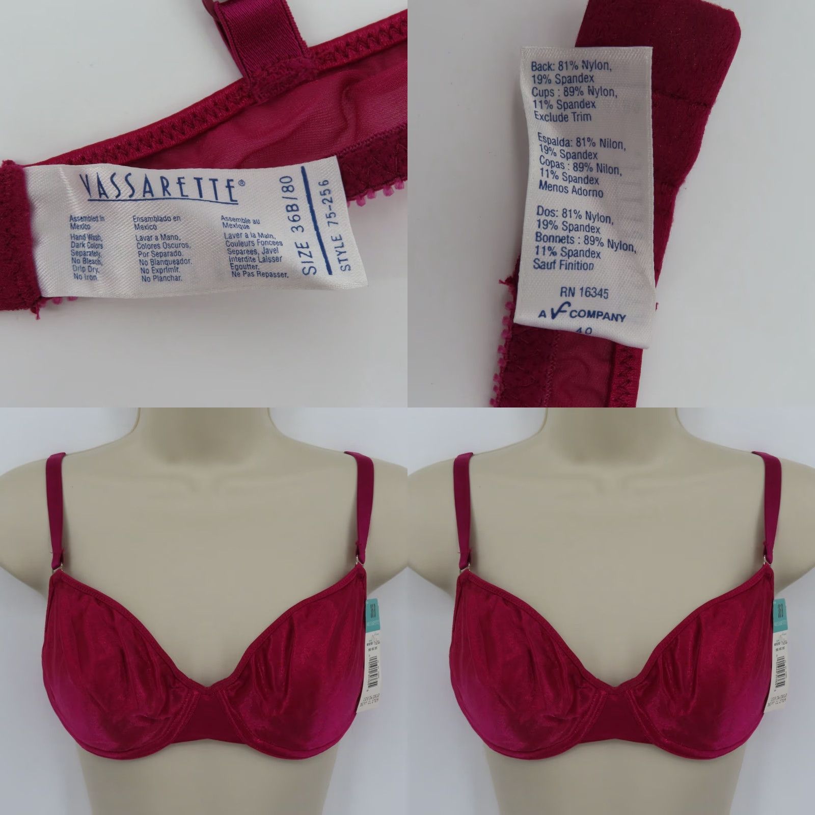 Vintage VINTAGE Vassarette Bra 36B Red Virtue 75256 Underwire T-Shirt No Padding NWT Womens Girls Ladies Mens Size ONE SIZE - 9 Thumbnail
