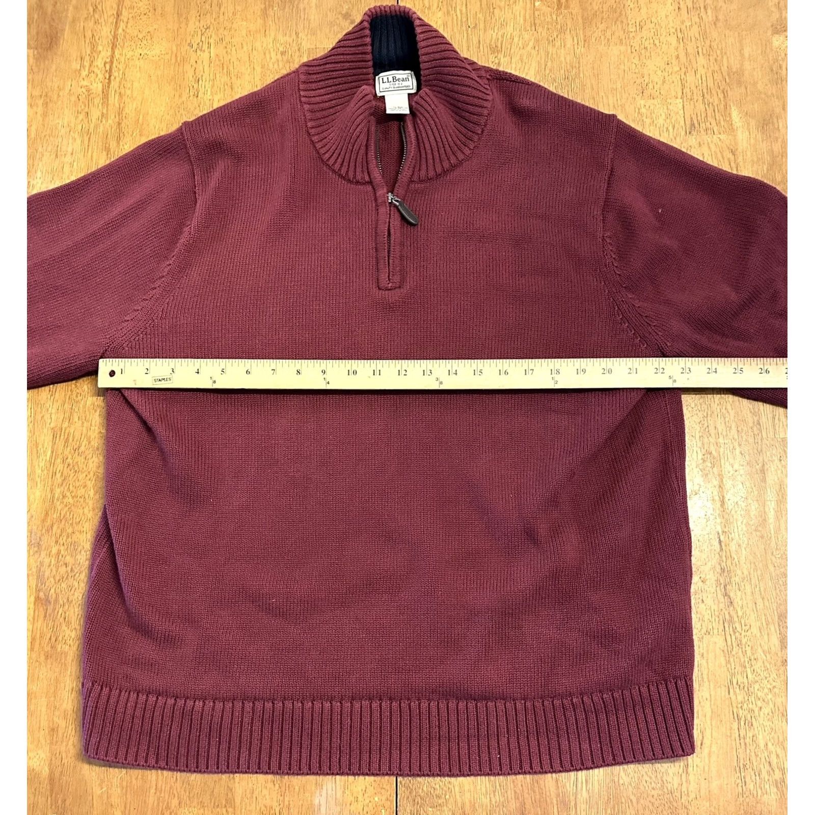 Vintage LL Bean 1/4 Zip Cotton Knit Pullover Sweater XL Red Mens Size US XL / EU 56 / 4 - 4 Thumbnail