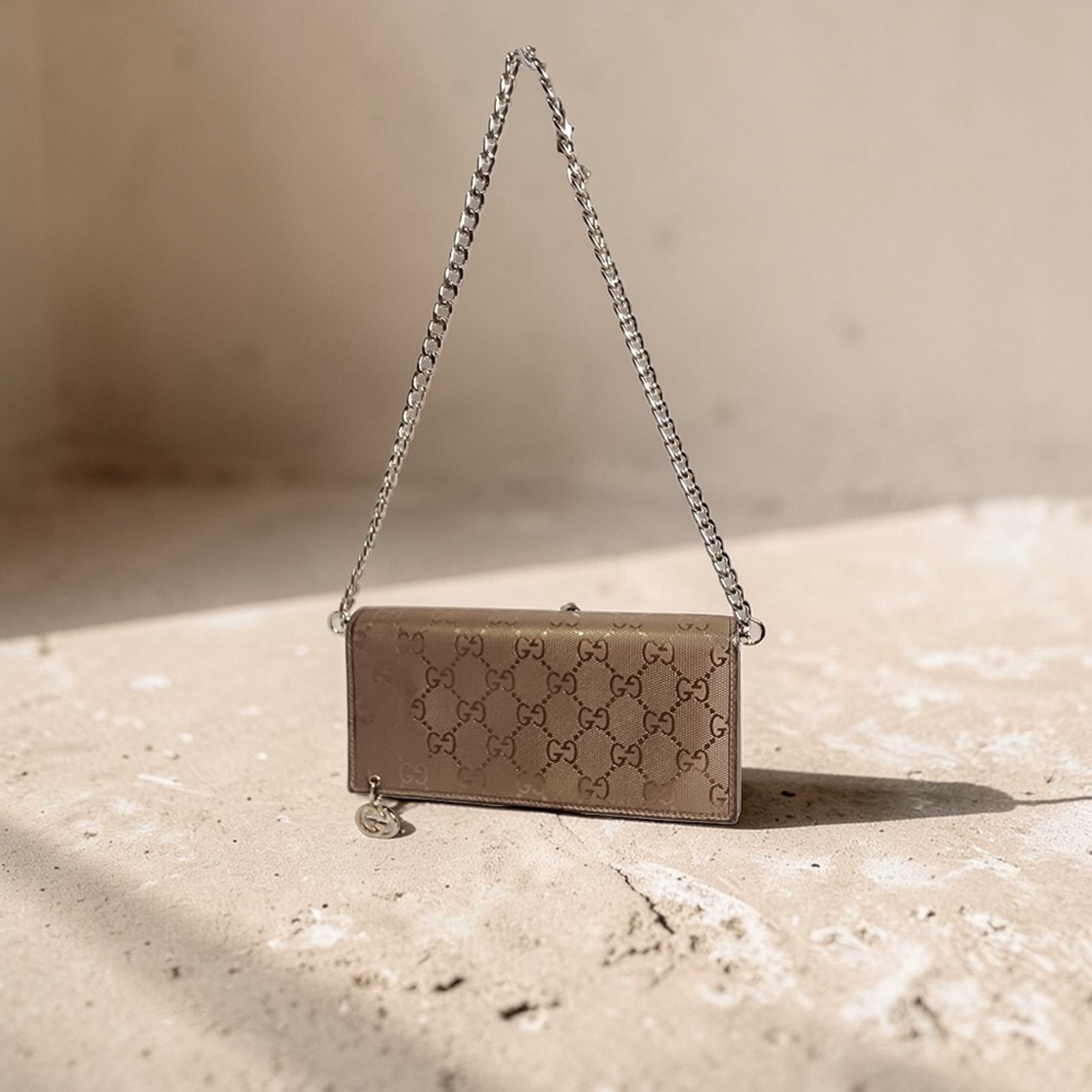 Gucci Gucci GG Imprime Continental Wallet Metallic Silver/Grey WOC Size ONE SIZE - 1 Thumbnail