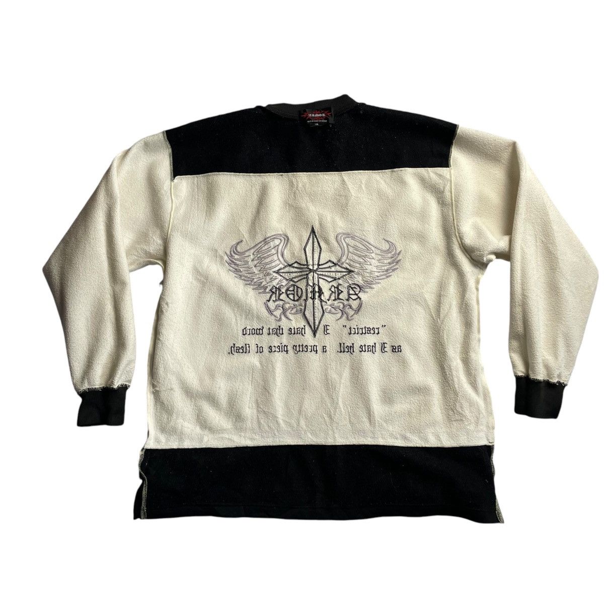 If Six Was Nine 🇯🇵☠️ ARMOR WORDING CROSS 2 TONES KNITTED SWEATSHIRT Size US L / EU 52-54 / 3 - 4 Thumbnail