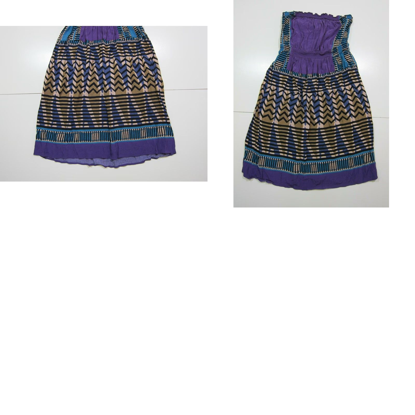 Ann Taylor Ann Taylor Loft Chevron Strapless Sun Dress Women S Purple Blue Black Chevron Pattern Sundress Small Size S / US 4 / IT 40 - 8 Thumbnail