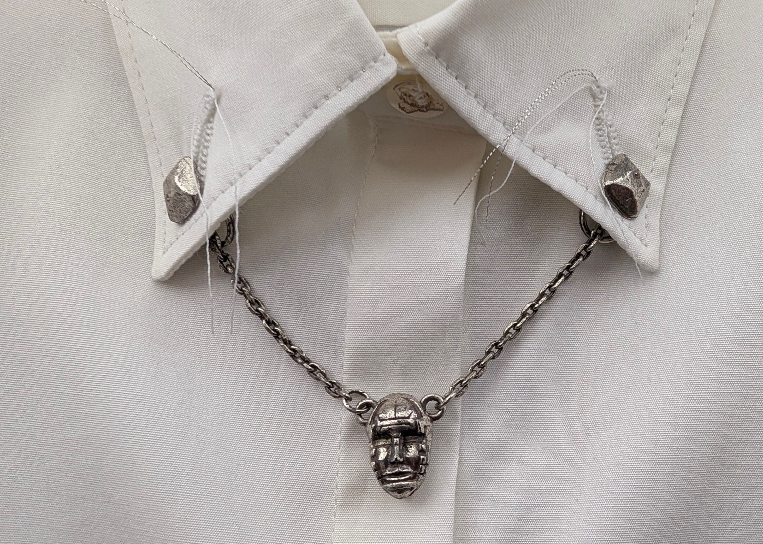 Marithe + Francois Girbaud Marithe Francois Girbaud Womens White Button Shirt W/Chain Size XL / US 12-14 / IT 48-50 - 3 Thumbnail