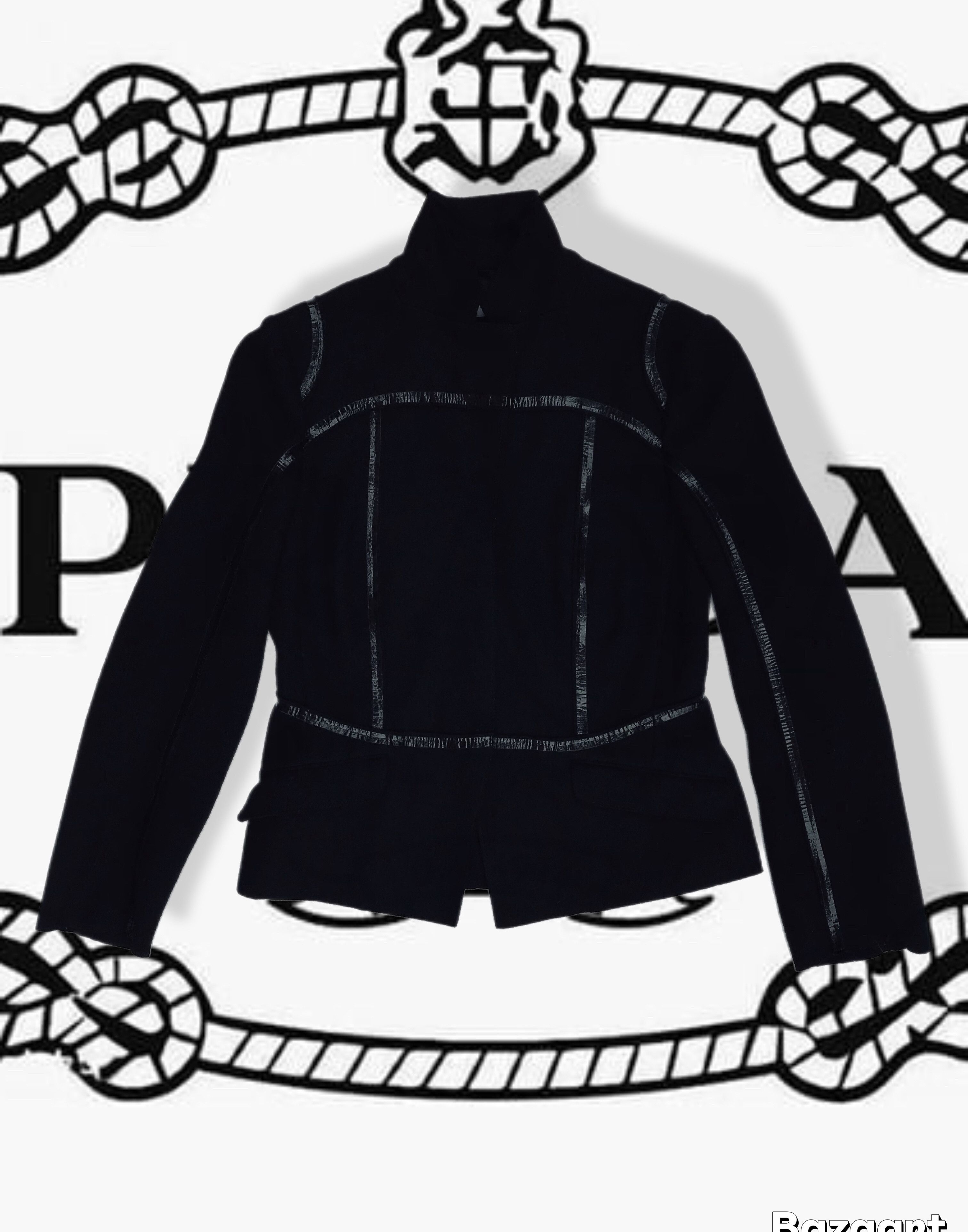 Prada Prada Enamel Piping Crop Jacket Blazer Black Large Virgin Size L / US 10 / IT 46 - 3 Thumbnail
