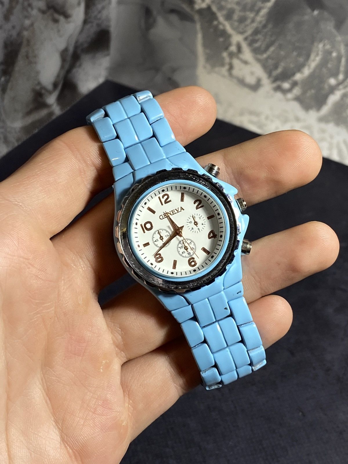Vintage Sky Blue Chronograph-Style Watch – Bold & Sporty✨ Size ONE SIZE - 4 Thumbnail