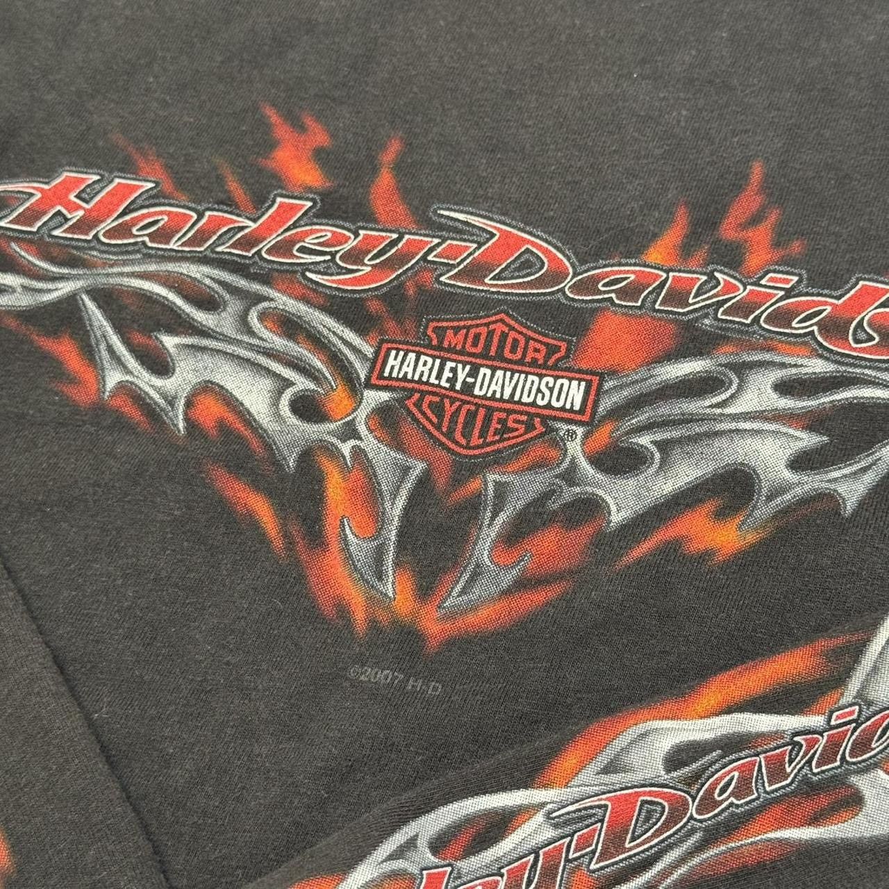 Harley Davidson 2007 Harley Davidson Black y2k Flame Sleeve Tee Shirt Size US L / EU 52-54 / 3 - 3 Thumbnail