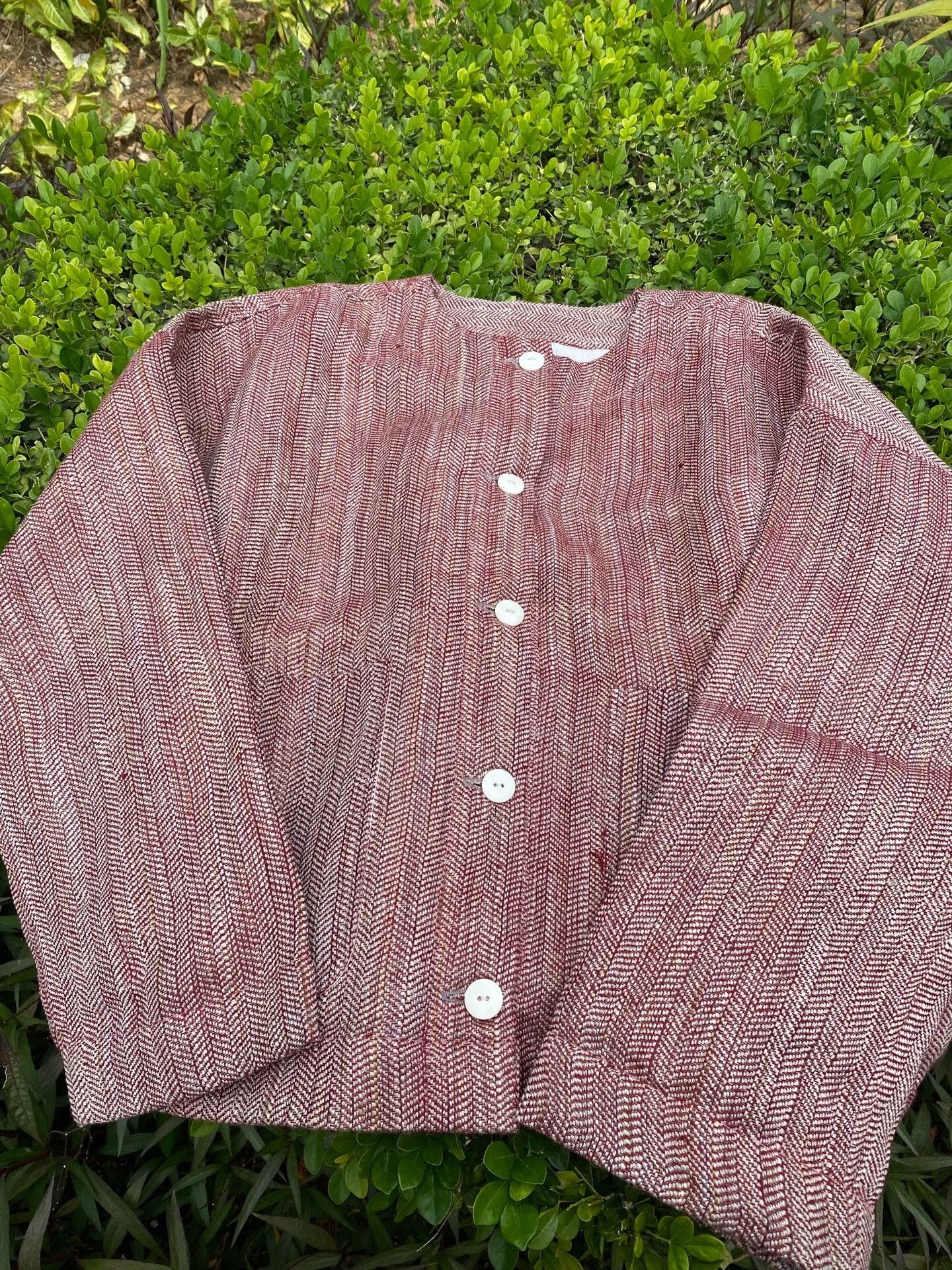 Other Handmade Tussah Silk Herringbone Cardigan Size M / US 6-8 / IT 42-44 - 1 Thumbnail