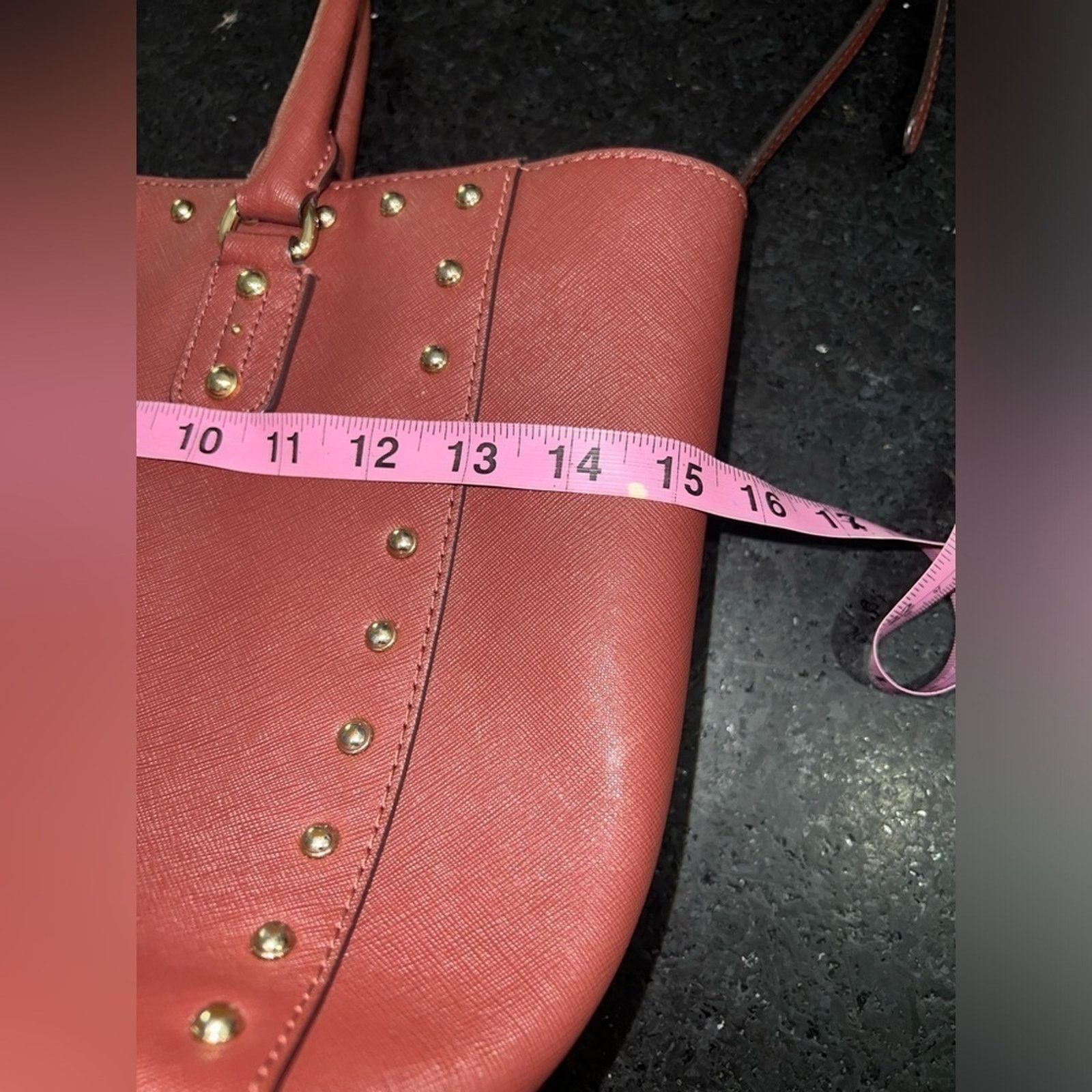 Michael Kors MICHAEL KORS Selma BROWN WINE RED Studded Saffiano Bag Size ONE SIZE - 12 Thumbnail