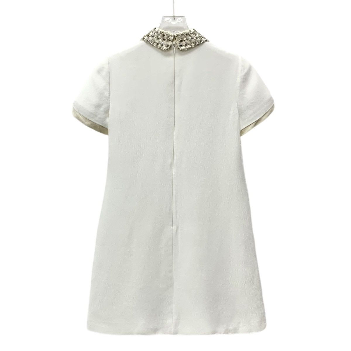Miu Miu Miu Miu White Rhinestone Lapel Short Sleeve Dress K26WX Size S / US 4 / IT 40 - 2 Thumbnail