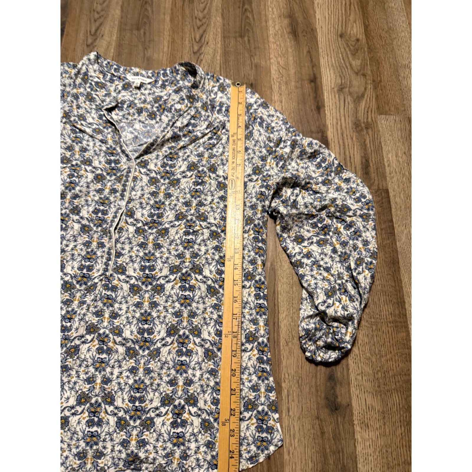 Vintage Max Studio Blouse Women's Large Blue Green Orange White Floral V-Neck Blouse Casual Women Modern Seasonal Size L / US 10 / IT 46 - 7 Thumbnail