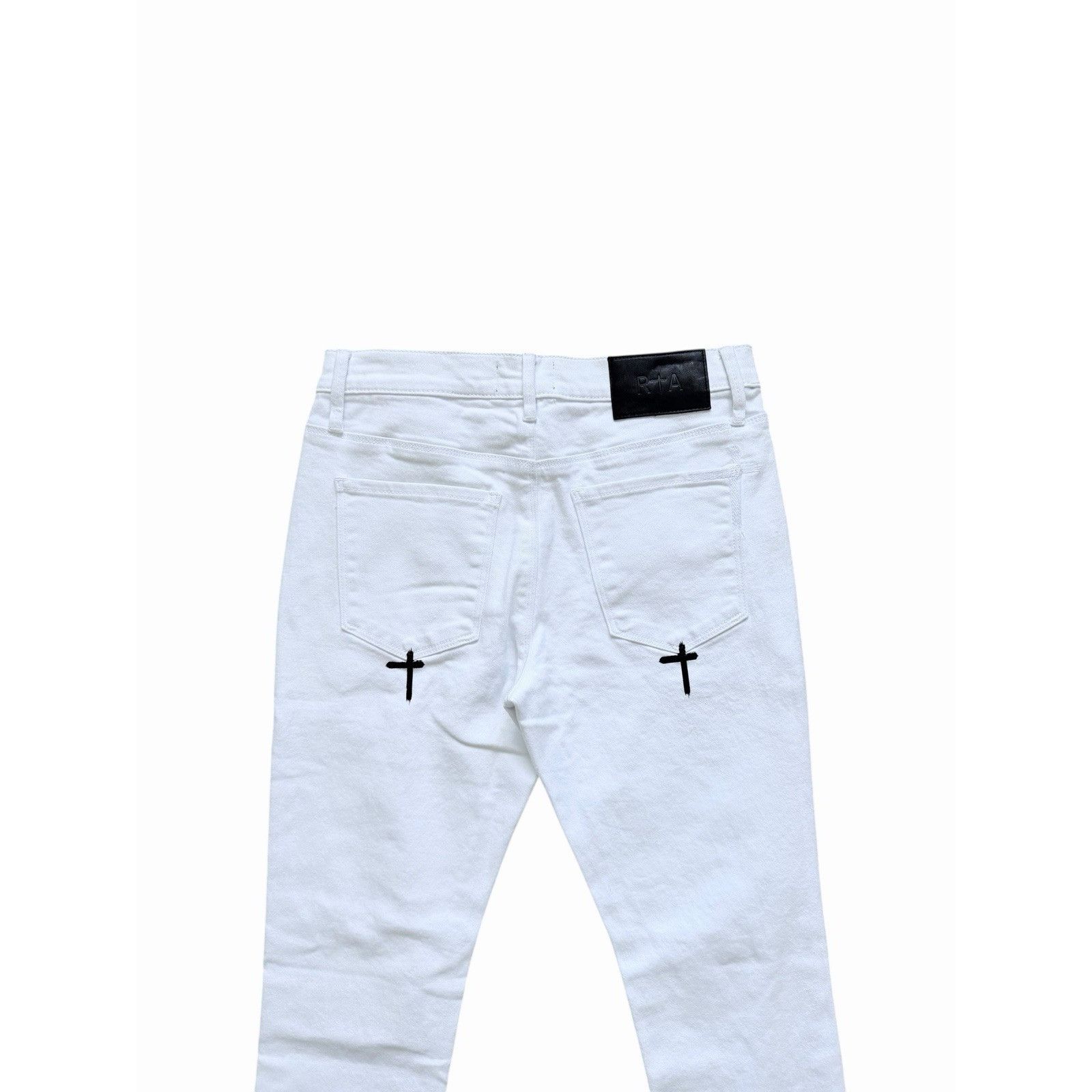 Rta RtA Mens Bryant Distresse Skinny Jeans White Size 30/32 Size US 30 / EU 46 - 3 Thumbnail