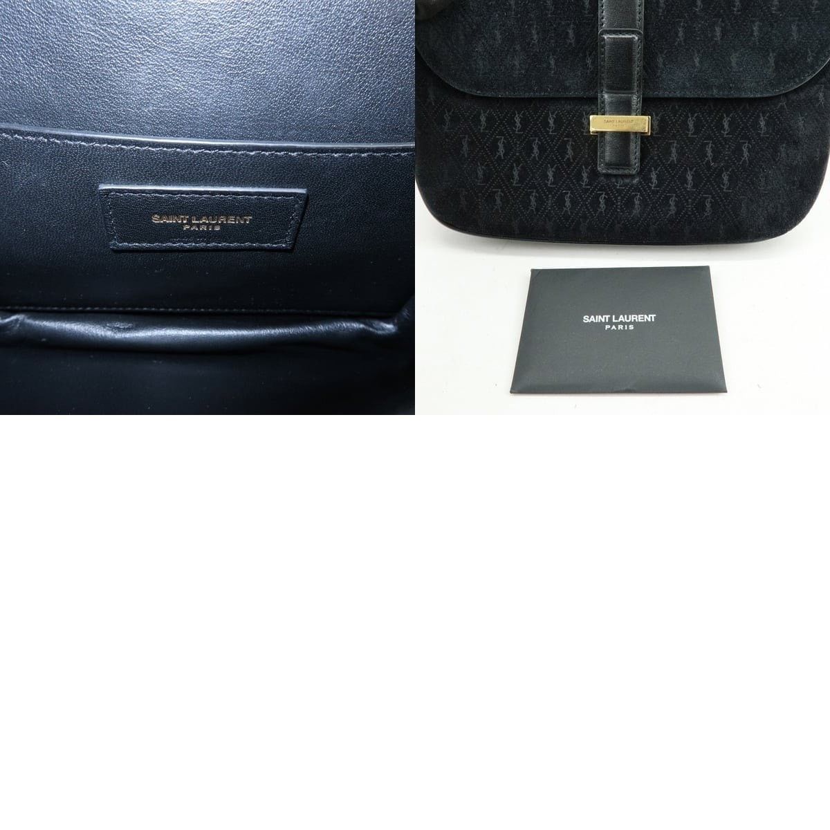 Saint Laurent Paris Saint Laurent Monogram Suede Shoulder Bag Black Size ONE SIZE - 8 Thumbnail