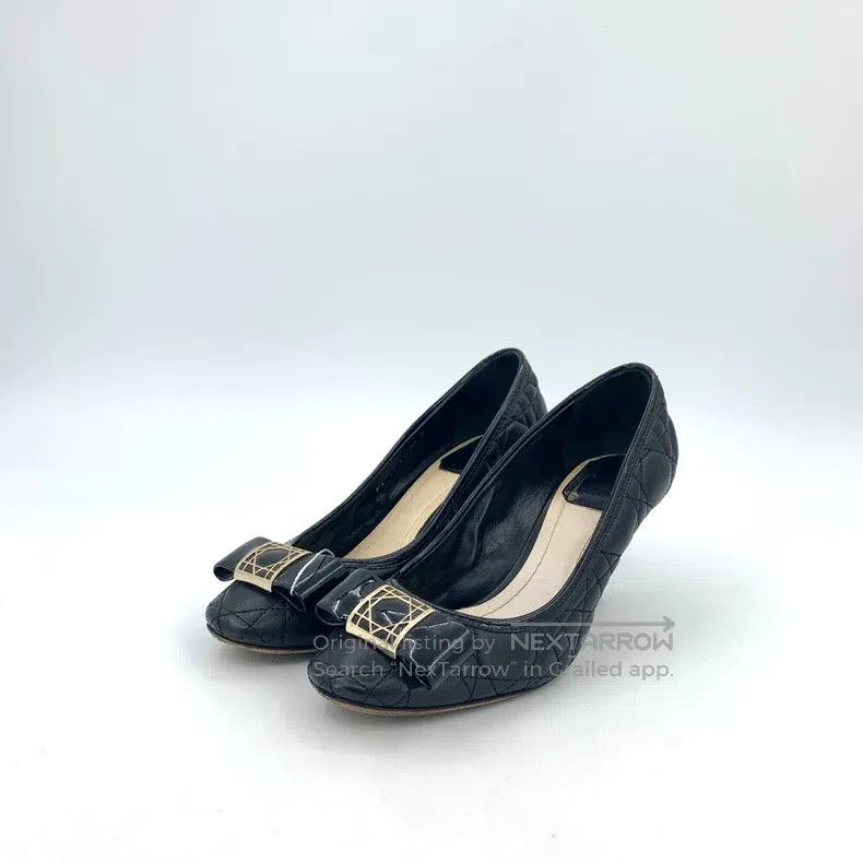 Dior Dior Black diamond bow round toe thin heel high heels Size US 5.5 / IT 35.5 - 1 Thumbnail