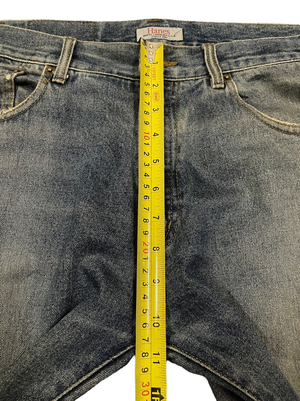 Hanes Vintage 90s Hanes Blue Wash Distress Baggy Jeans Size US 31 - 14 Thumbnail