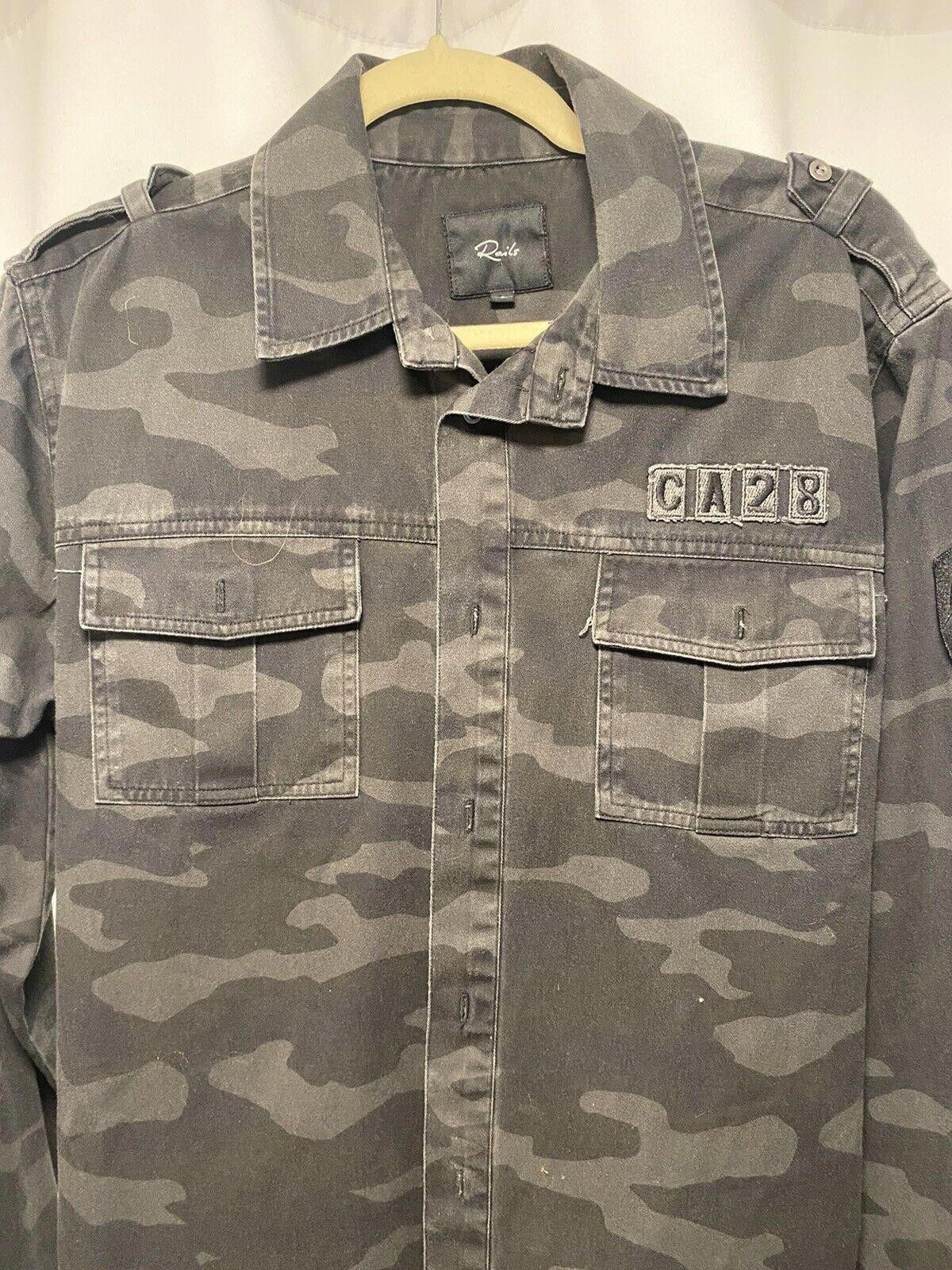 Rails Rails Gavin Black Gray Camo Printed Woven Shirt Jacket Large Size US L / EU 52-54 / 3 - 3 Thumbnail