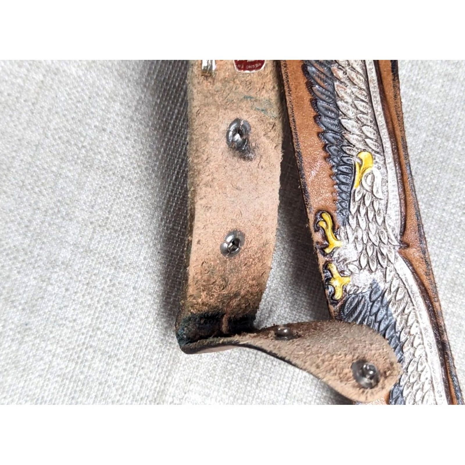 Vintage VINTAGE leather belt EAGLE america 46 western buckle belt Cowboy Men Size 46 - 7 Thumbnail