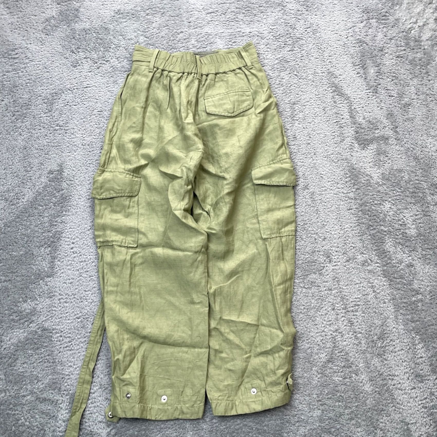 Aritzia Aritzia Pants Womens 0 Green Wilfred Kafka Cargo Pockets Linen Cropped Belted Pants Size 25" / US 0 / IT 36 - 2 Thumbnail