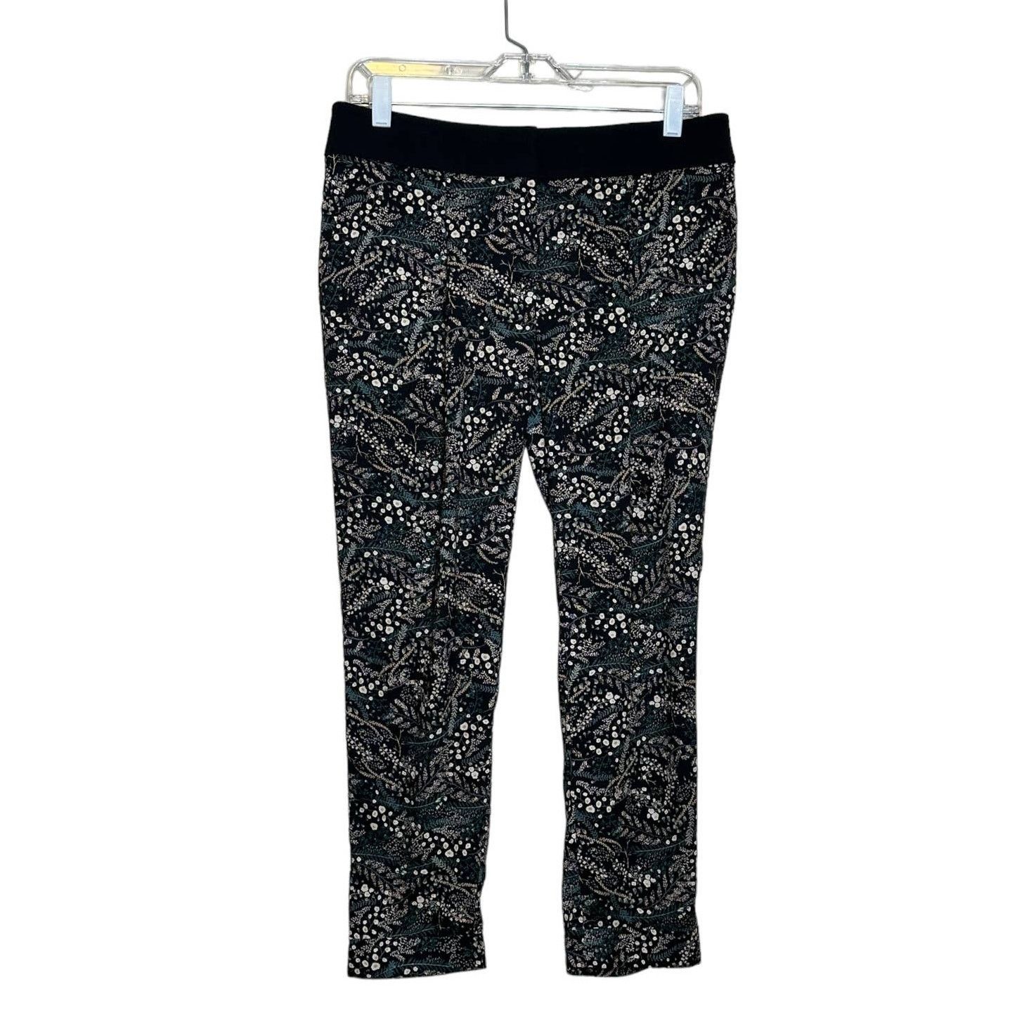 Loft Loft black green floral ankle pleated pants size 6P Size 32" / US 10 / IT 46 - 1 Thumbnail