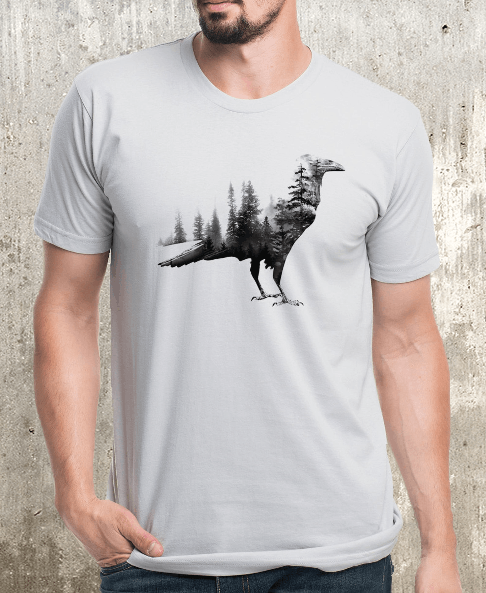 Designer × Vintage Nature-Inspired Blackbird Forest Tee – Unisex T-Shirt Size US L / EU 52-54 / 3 - 1 Thumbnail