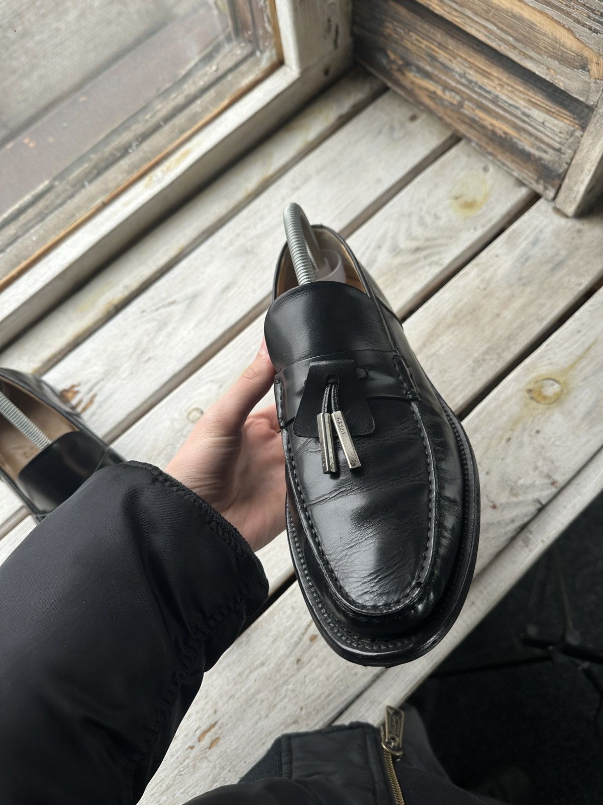 Bally LUXURY 🚨 BALLY VNTG LOAFERS SHOES MEN BLACK RARE Size US 9 / EU 42 - 11 Thumbnail