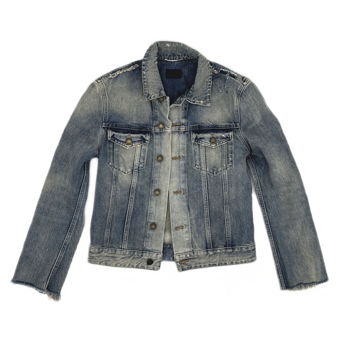 Saint Laurent Paris Saint Laurent Paris Distressed Denim Jacket Size XS / US 0-2 / IT 36-38 - 1 Thumbnail