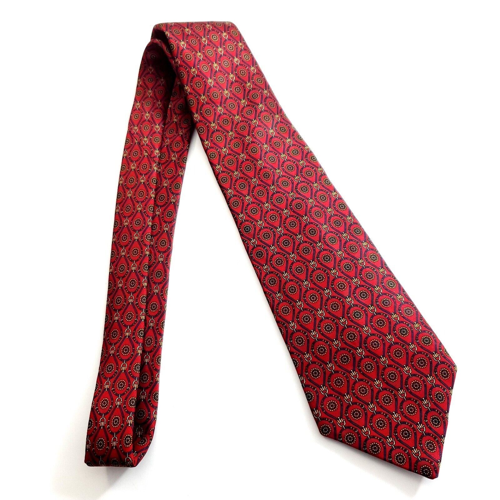 Bill Blass Bill Blass Red Floral Print Short Silk Tie Size ONE SIZE - 5 Thumbnail