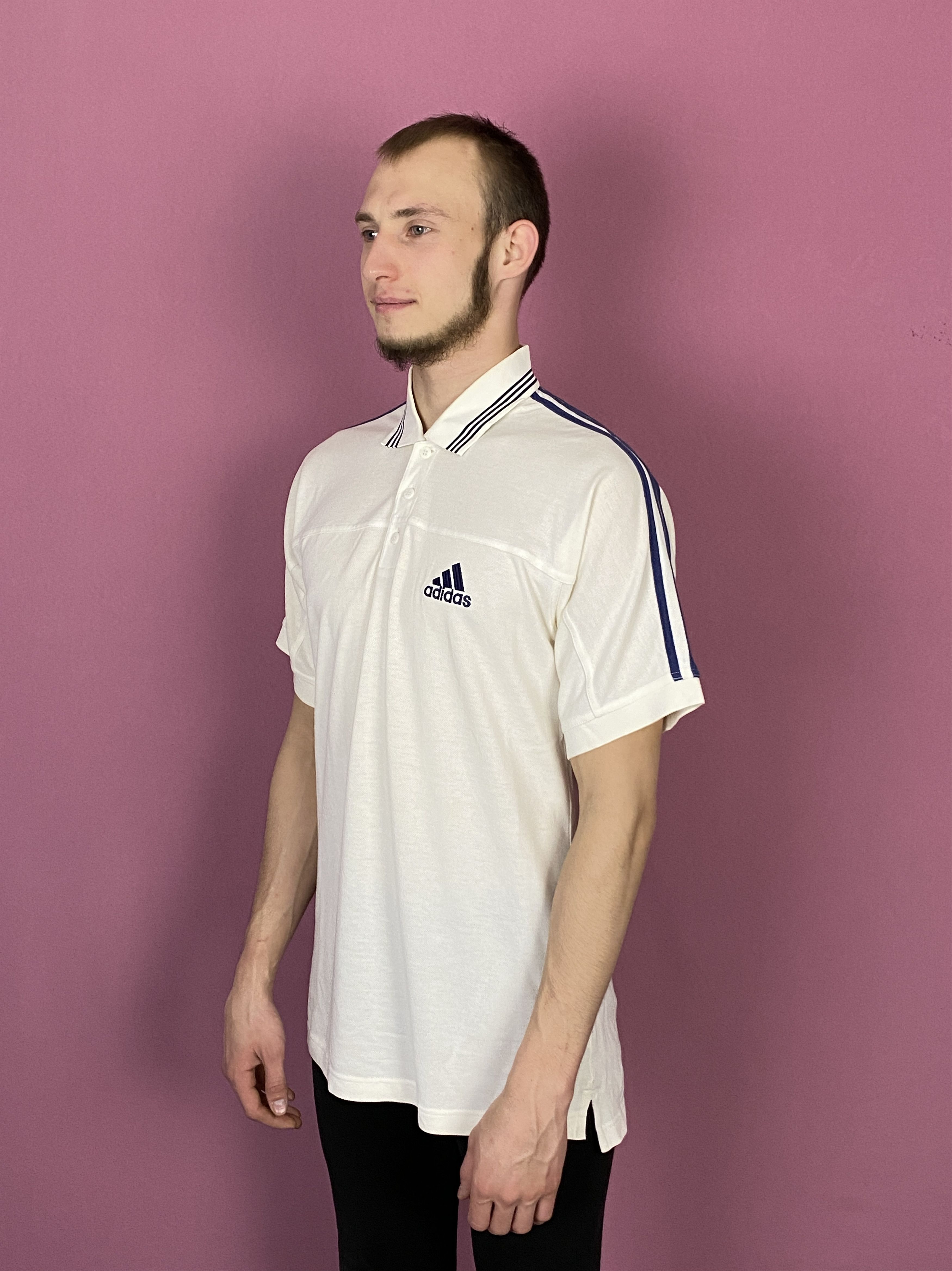 Adidas × Vintage 90s Adidas Vintage Men's Polo Shirt - M White Size US M / EU 48-50 / 2 - 2 Thumbnail