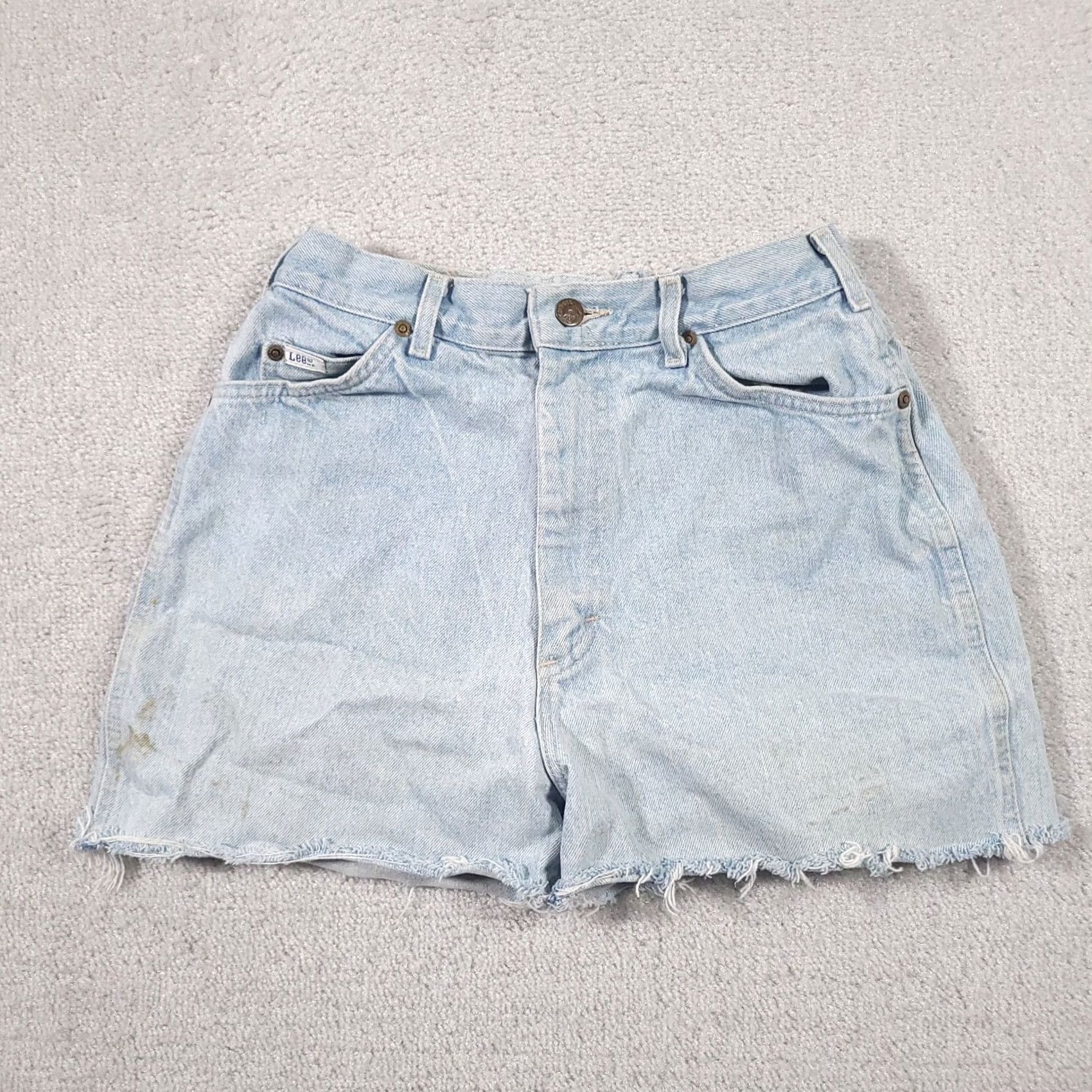 Lee VINTAGE Lee Mom Jean Cut Off Shorts 12M High Rise USA Blue Distressed Stained Size 34" / US 12 / IT 48 - 2 Thumbnail