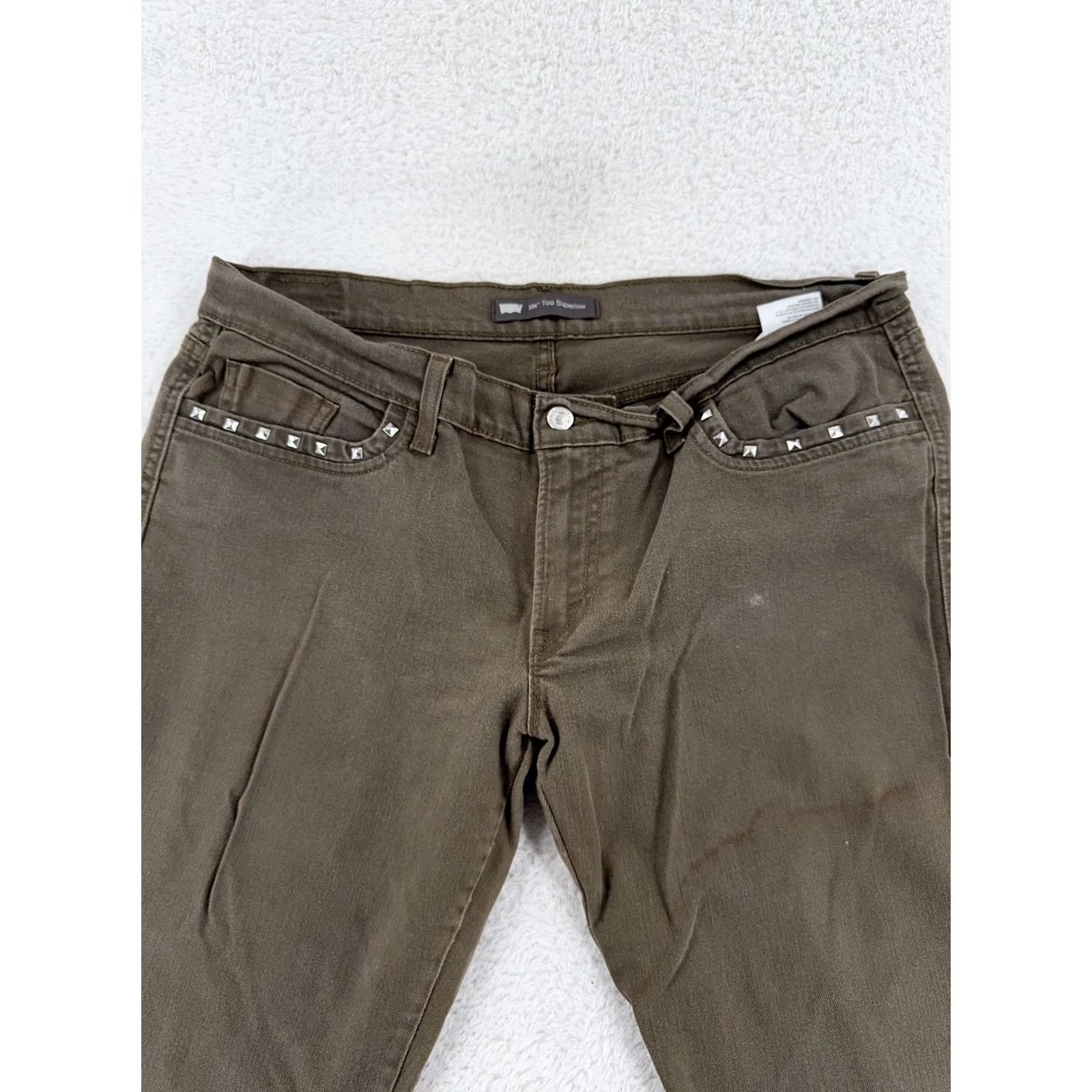 Levi's Levi's Jeans 524 Womens 33 Regular Brown Studded Low Skinny Pants Pockets Stretch Denim 32in Inseam Womens Size 24" / US 00 / IT 34 - 3 Thumbnail