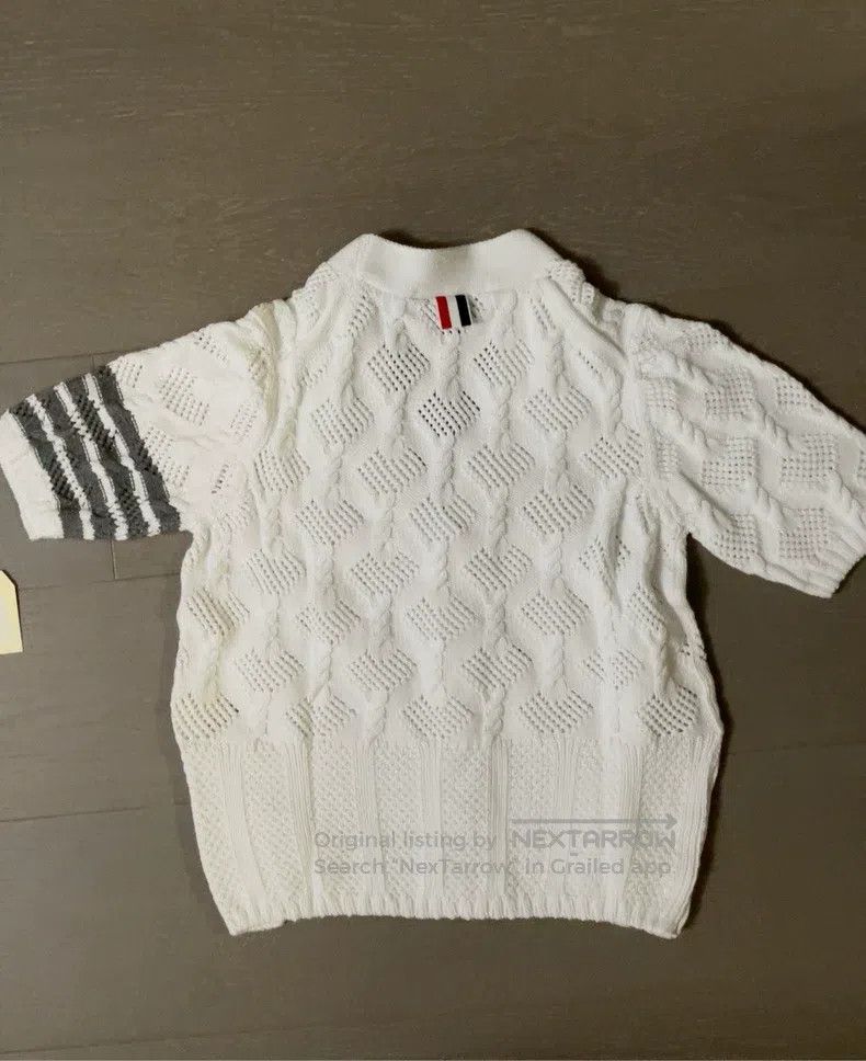 Thom Browne Thom Browne White Short Sleeve Cotton Cardigan Size XS / US 0-2 / IT 36-38 - 3 Thumbnail