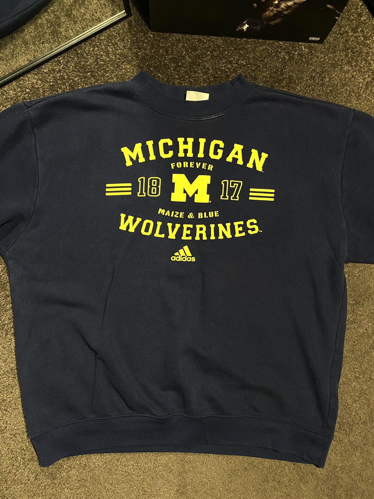 Adidas × Vintage Vintage Adidas Michigan Wolverines University Swearshirt 90s Size US M / EU 48-50 / 2 - 2 Thumbnail