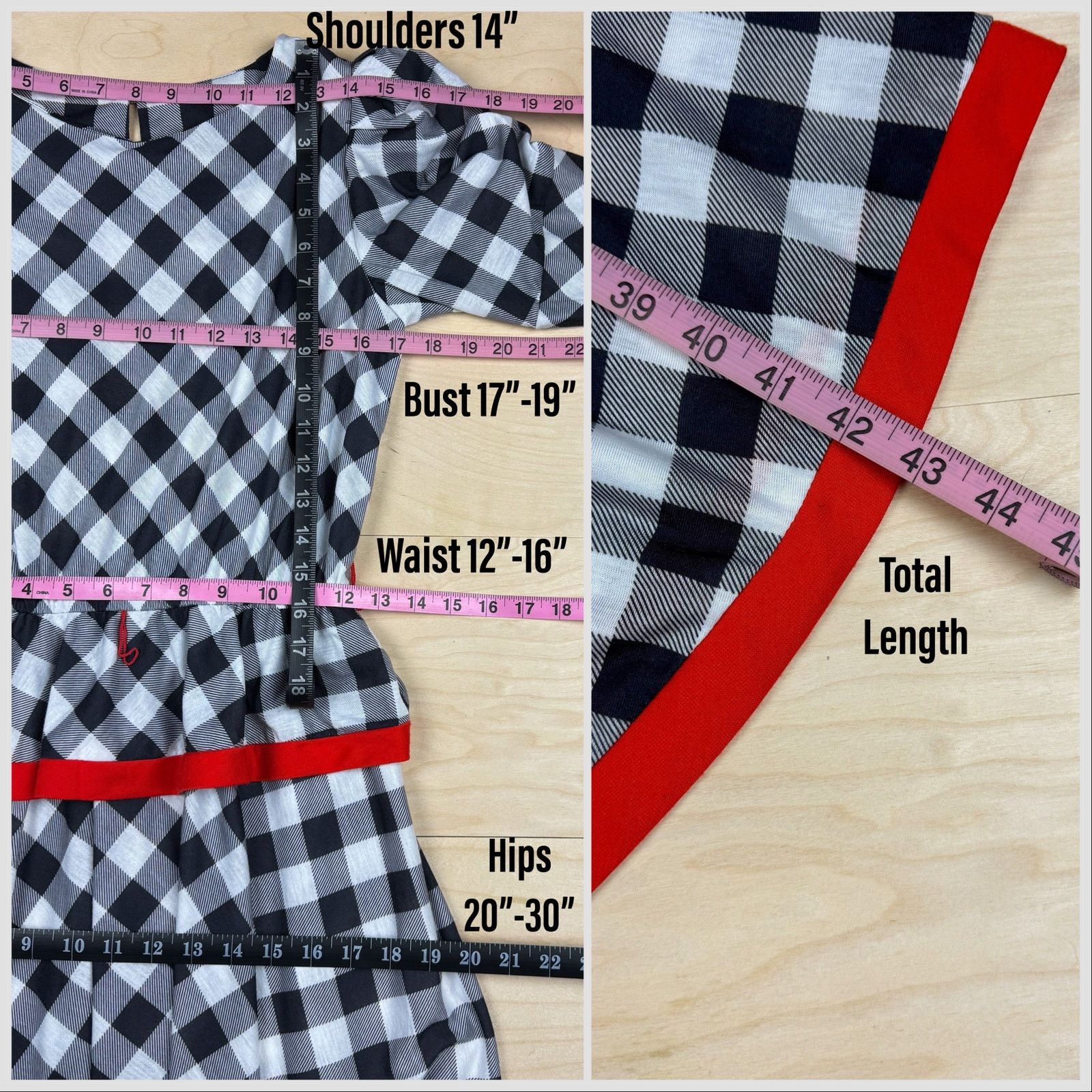 Vintage 1980s Black and White Gingham Short Sleeve Peplum Midi Dress Size S / US 4 / IT 40 - 5 Thumbnail