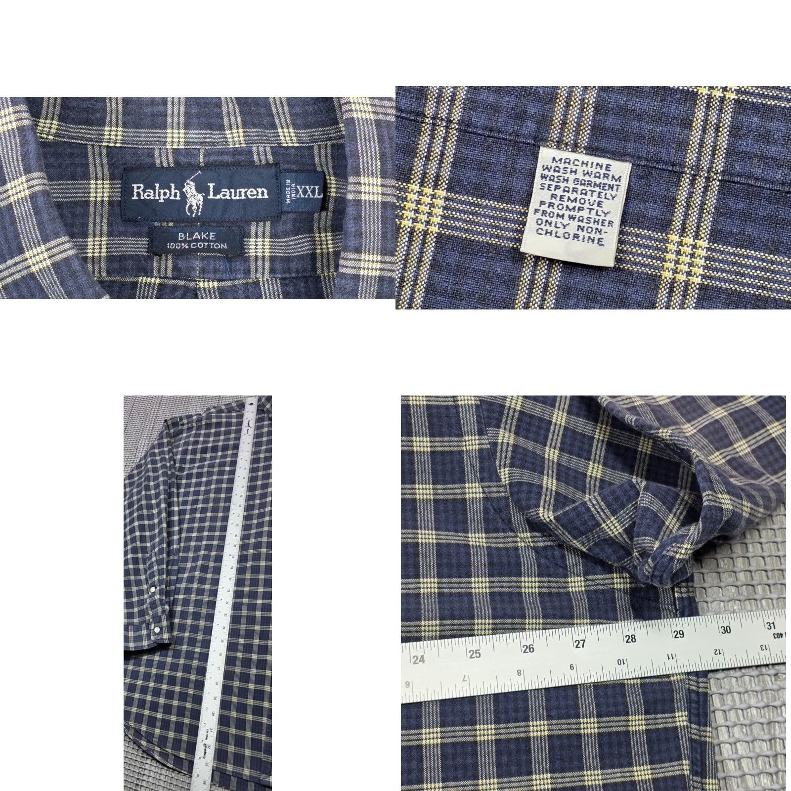 Polo Ralph Lauren VINTAGE Polo Ralph Lauren Blue Beige Plaid Long Sleeve Button Up Shirt M Twill Blake VTG Size US M / EU 48-50 / 2 - 8 Thumbnail